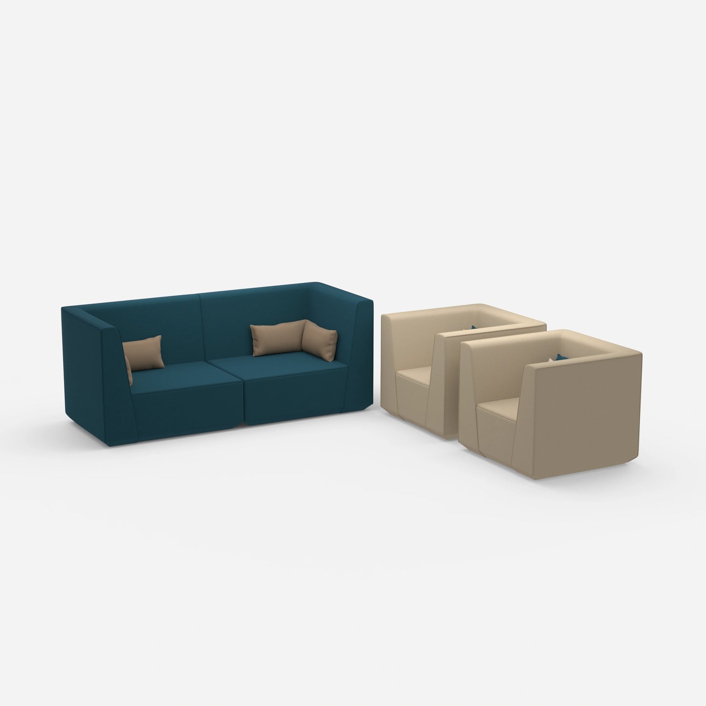 2 Sessel mit Sofa von der Seite