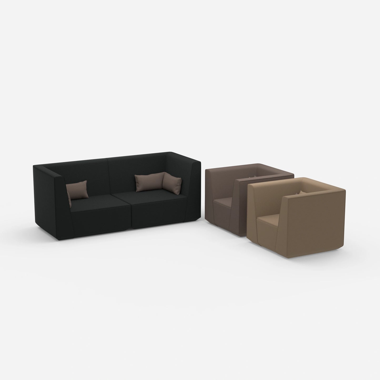 2 Sessel mit Sofa von der Seite