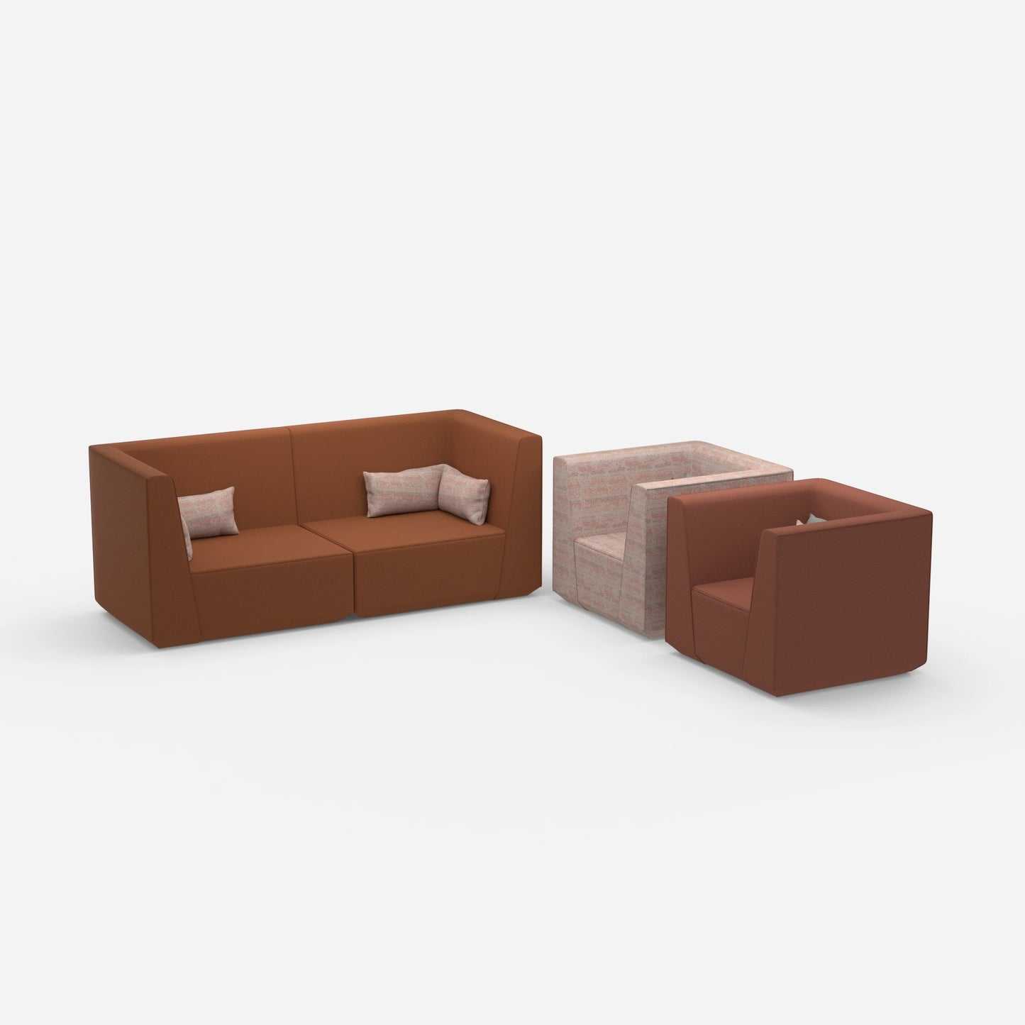 2 Sessel mit Sofa von der Seite
