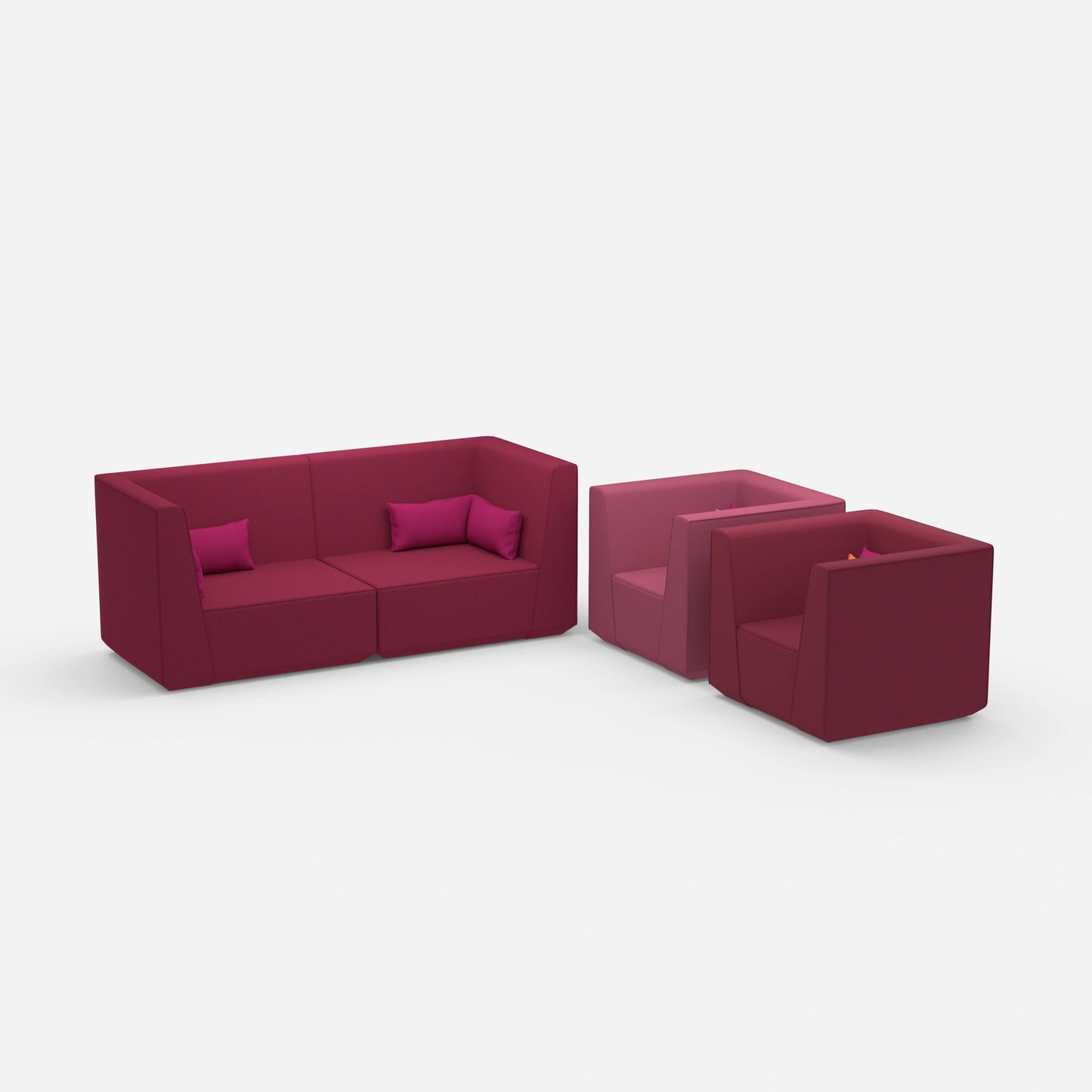 2 Sessel mit Sofa von der Seite