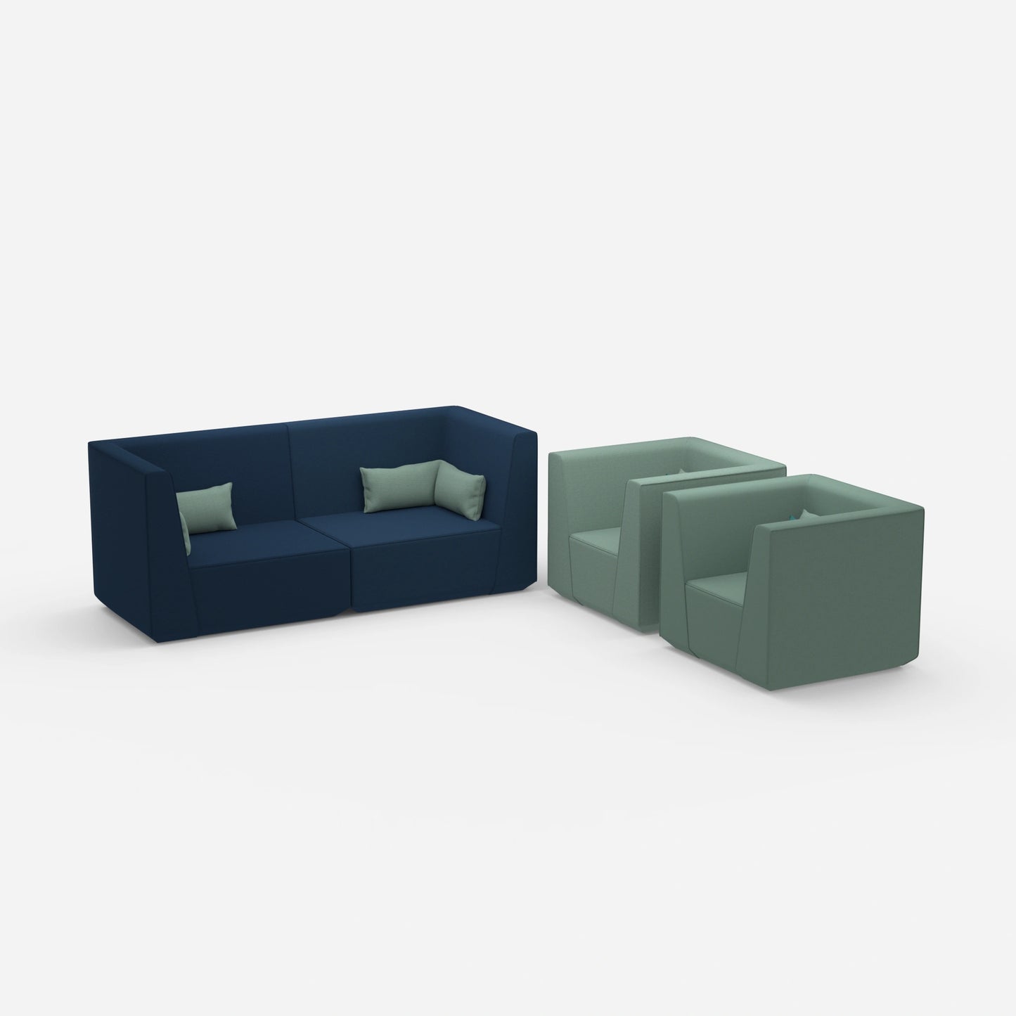 2 Sessel mit Sofa von der Seite