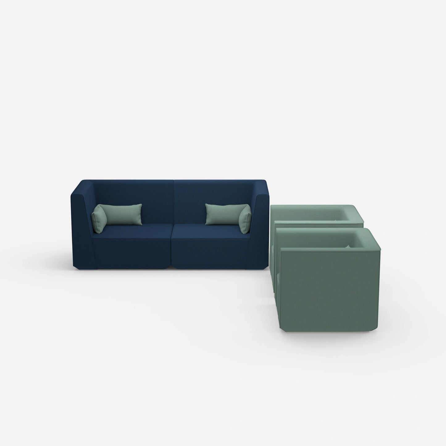 2 Sessel mit Sofa von vorne
