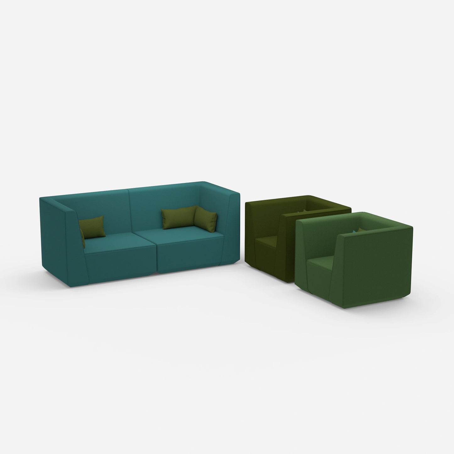 2 Sessel mit Sofa von der Seite