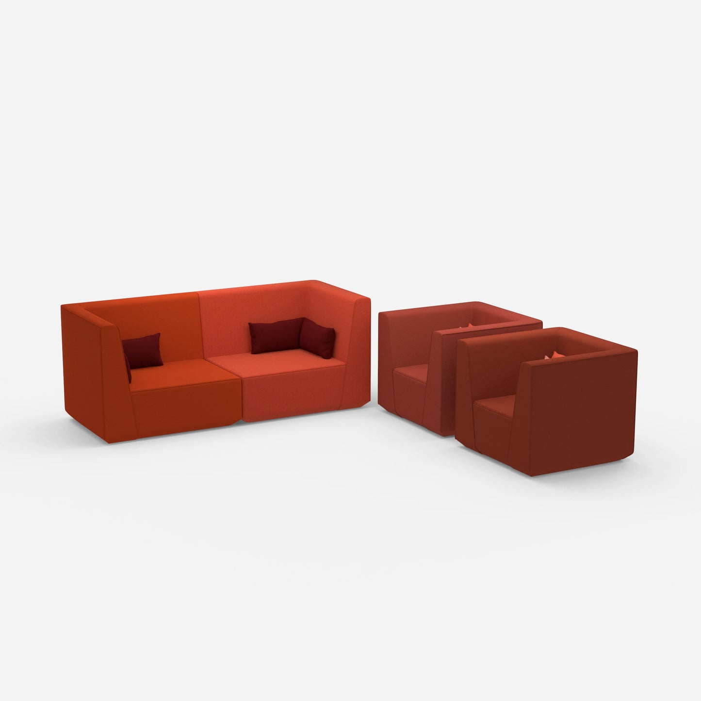 2 Sessel mit Sofa von der Seite