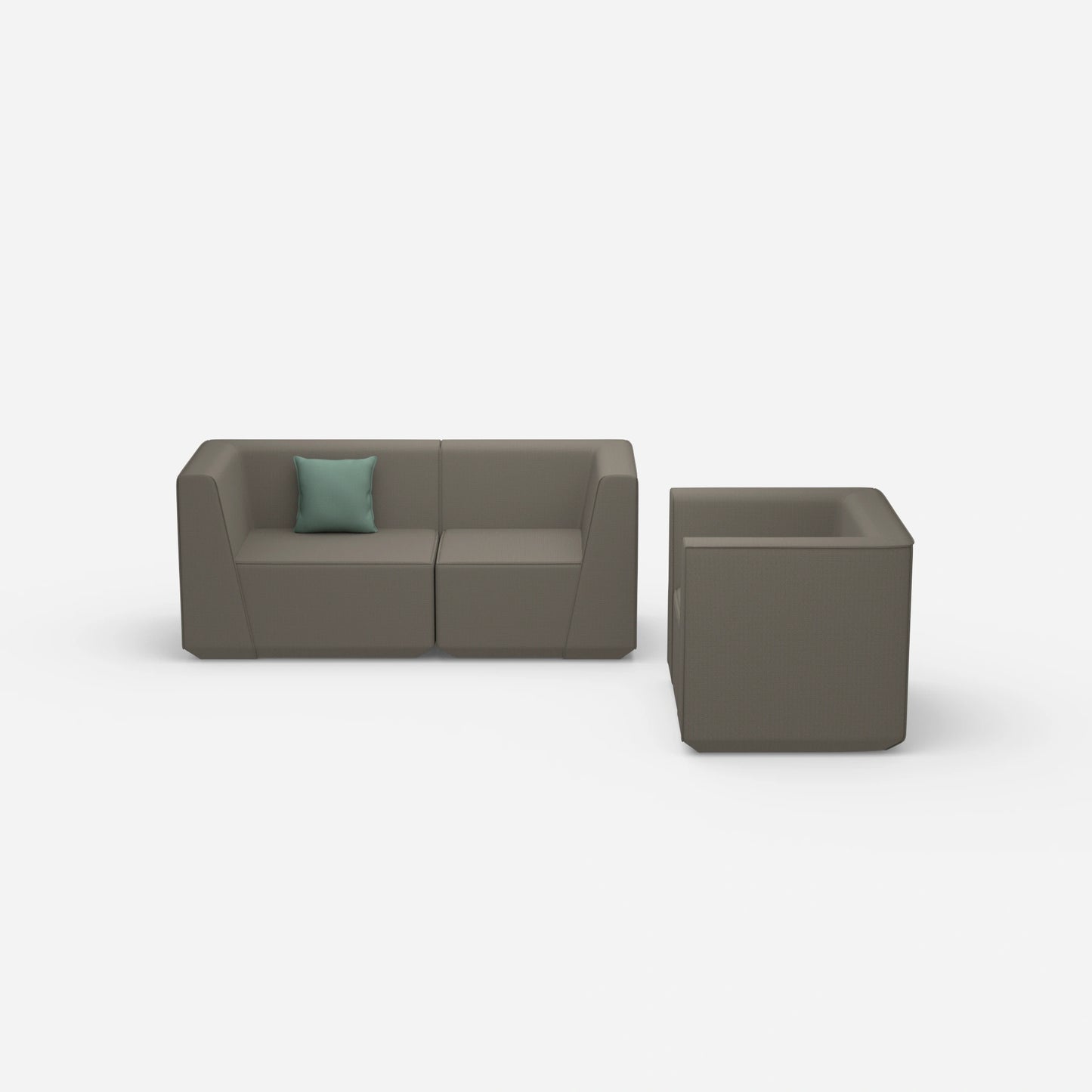 2 Sitzer Sofa mit Sessel 270 cm breit von vorne