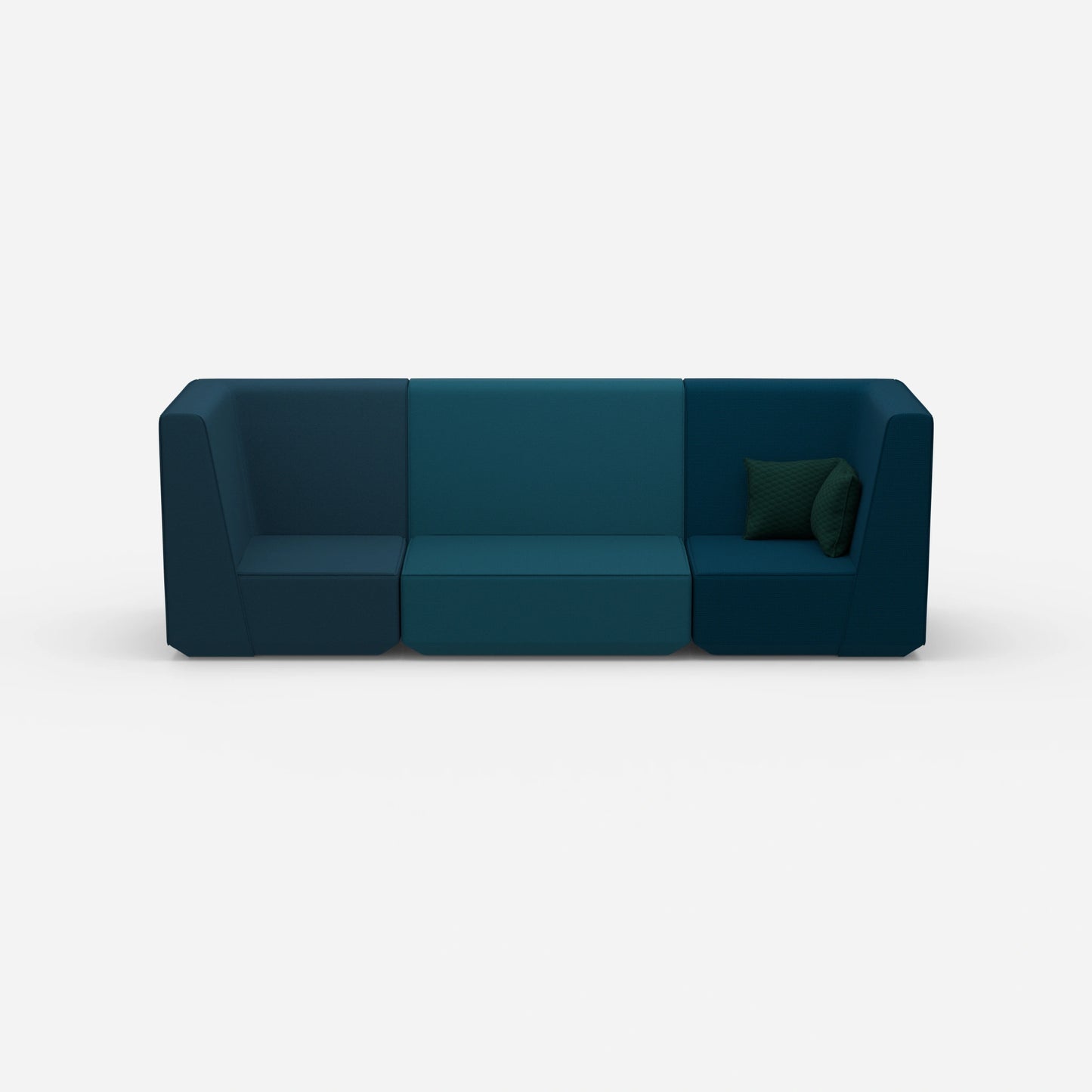 3 Personen Sofa blau von vorne