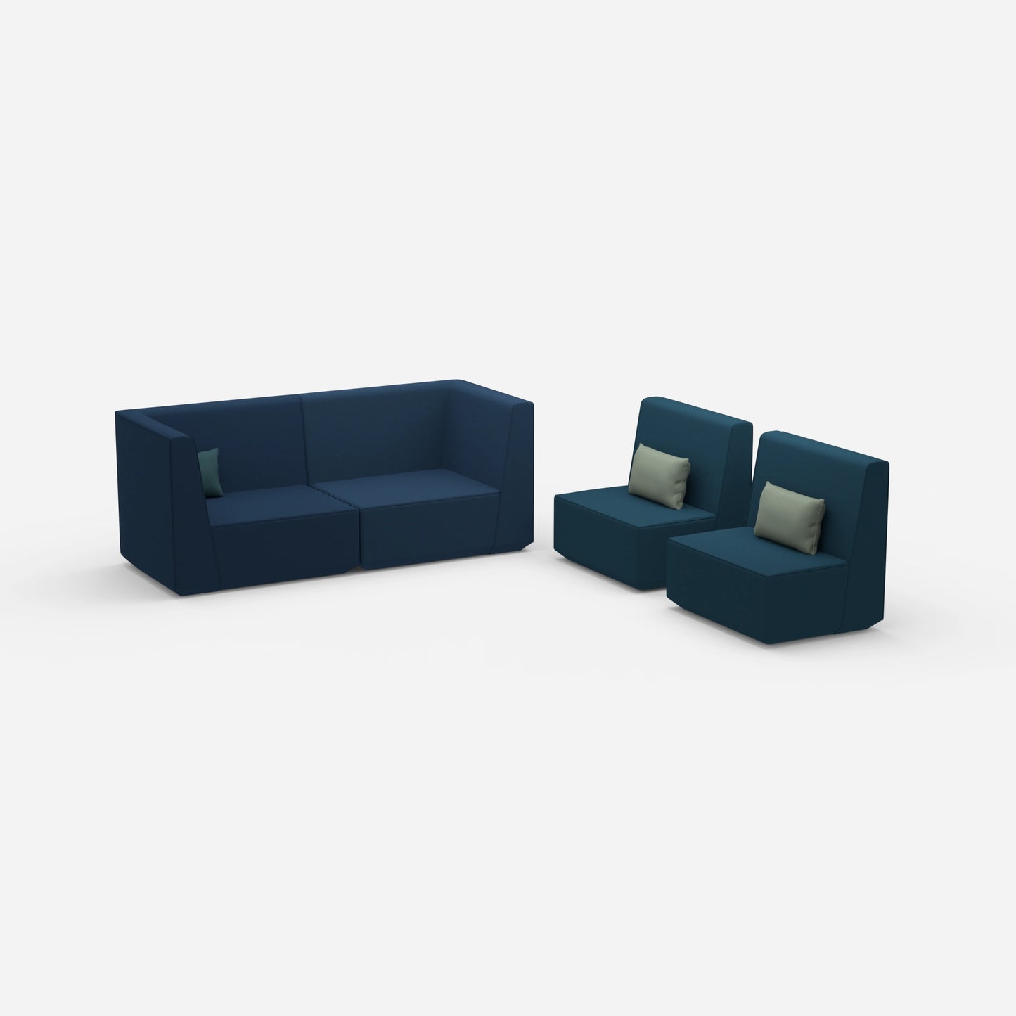 3 Sitzer und 2 Sessel von der Seite