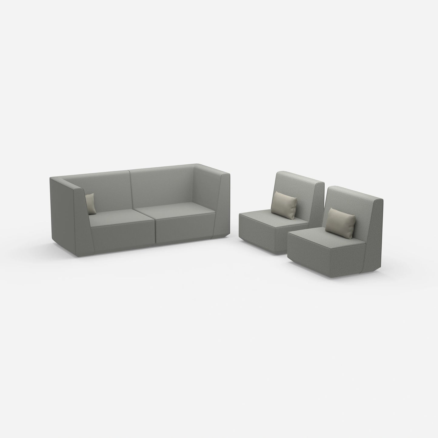3 Sitzer und 2 Sessel von der Seite