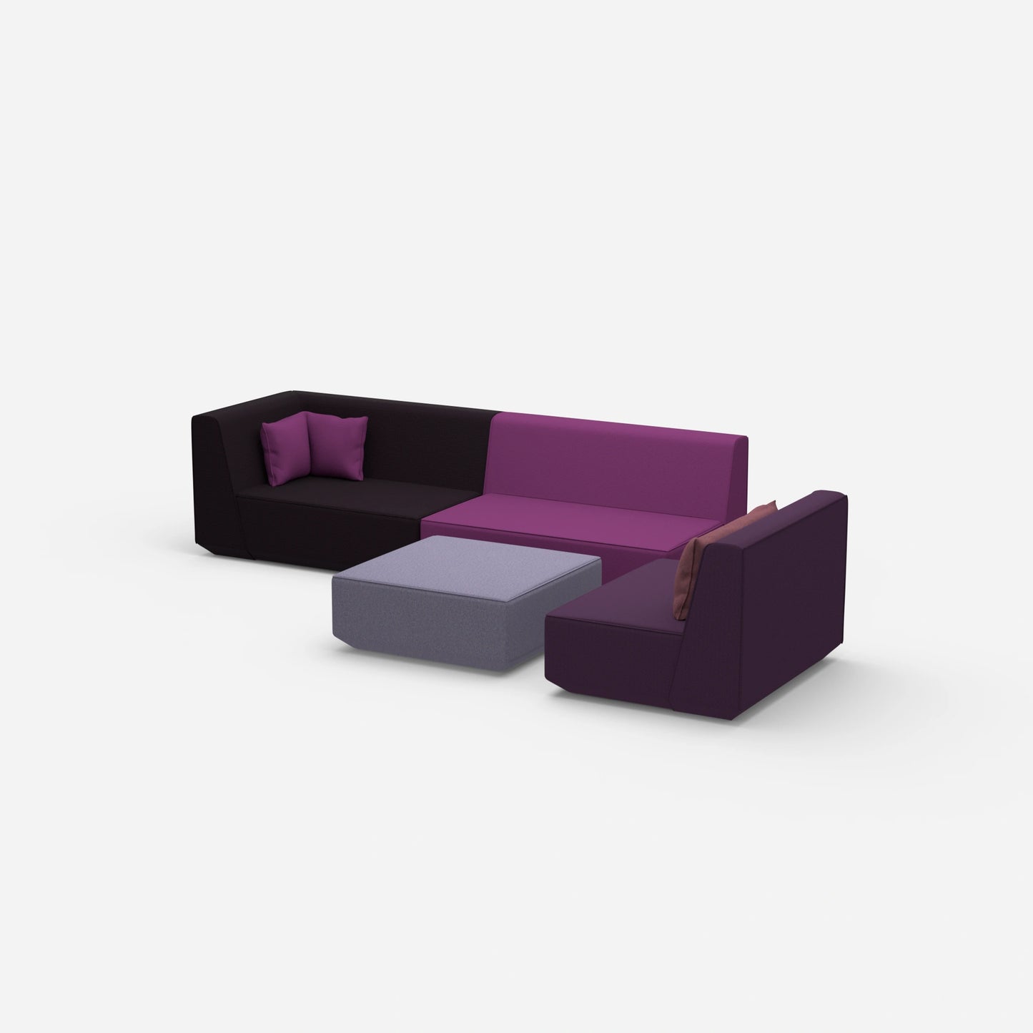 3er Sofa plus Sessel von der Seite