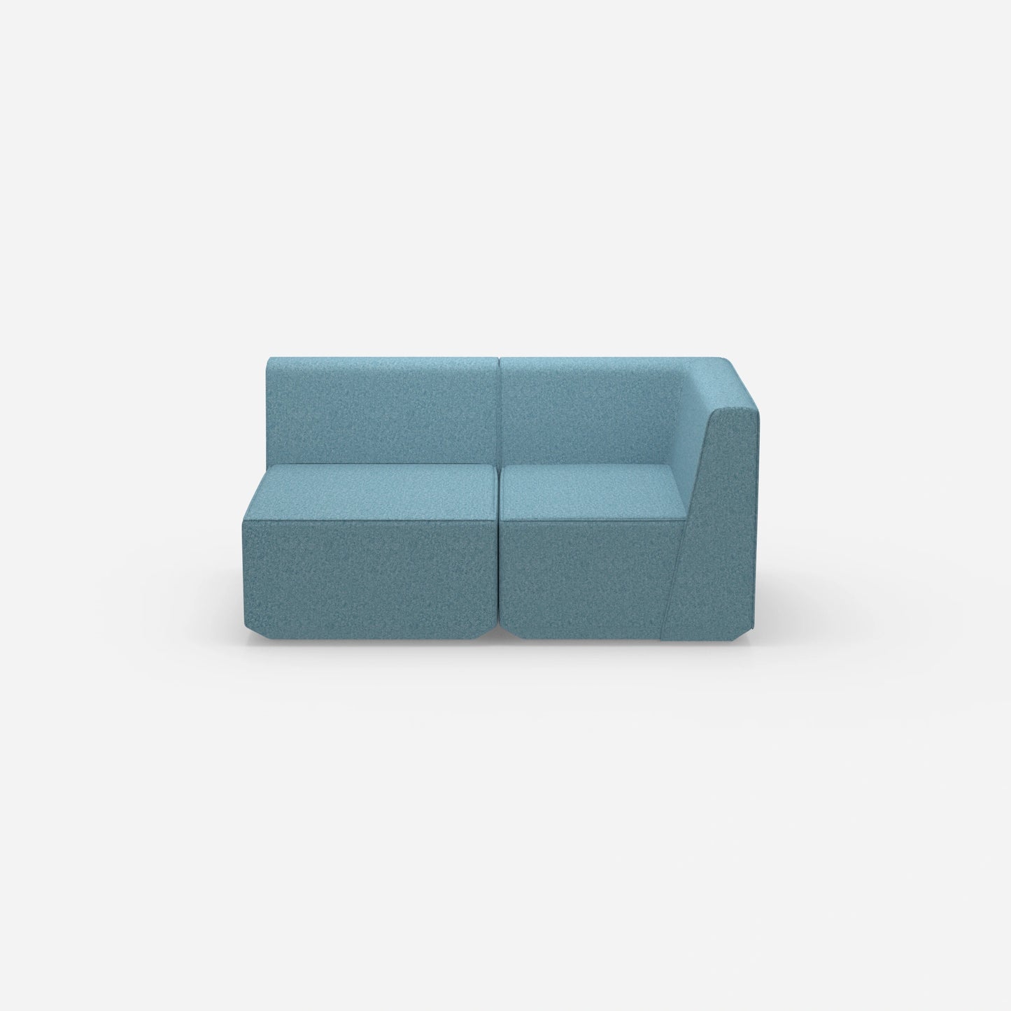 Blaues Zweisitzer Sofa von vorne