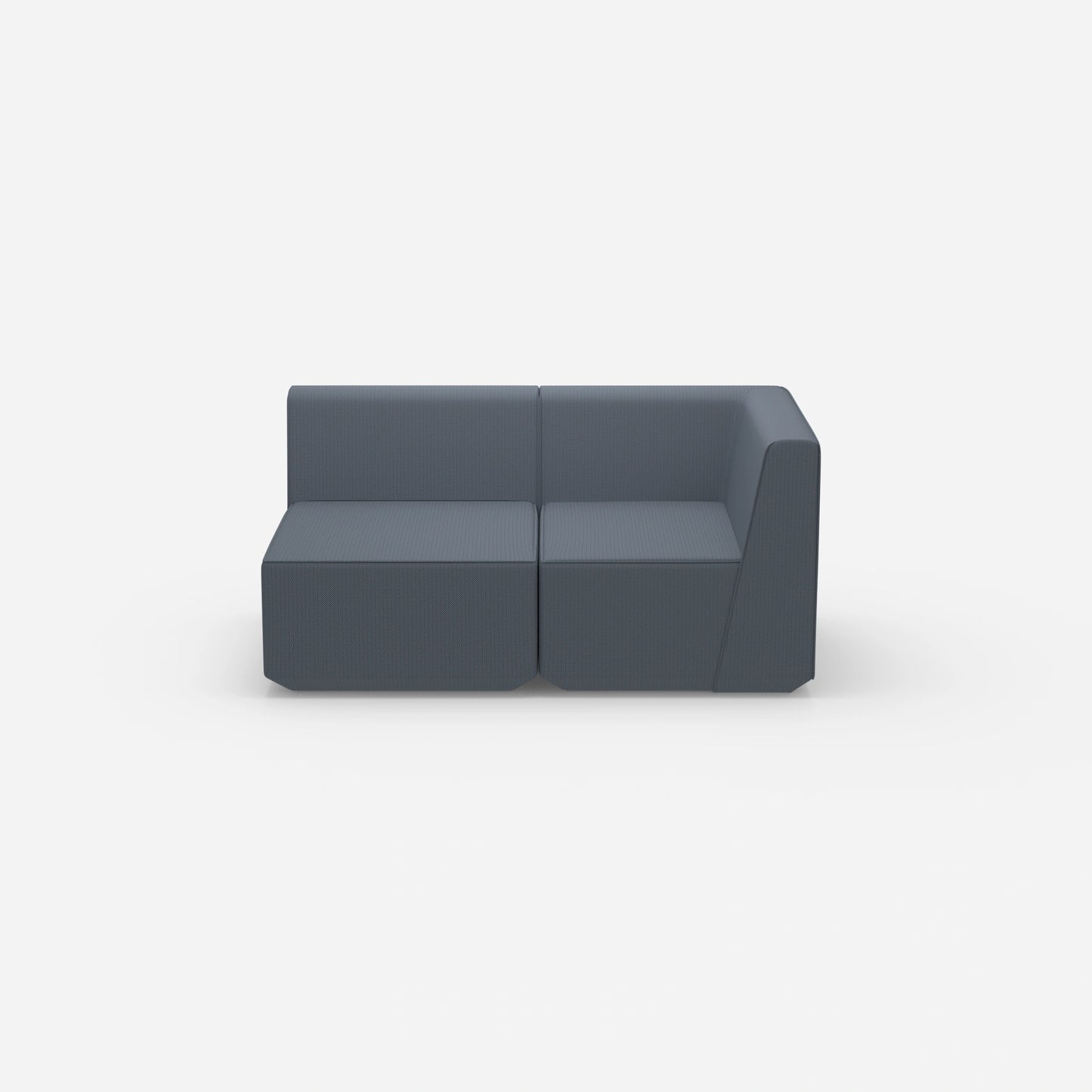 Blaues Zweisitzer Sofa von vorne