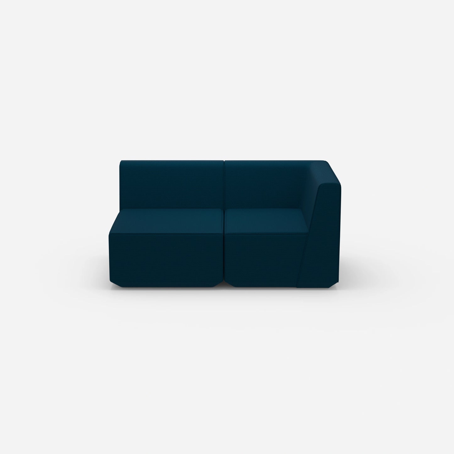 Blaues Zweisitzer Sofa von vorne