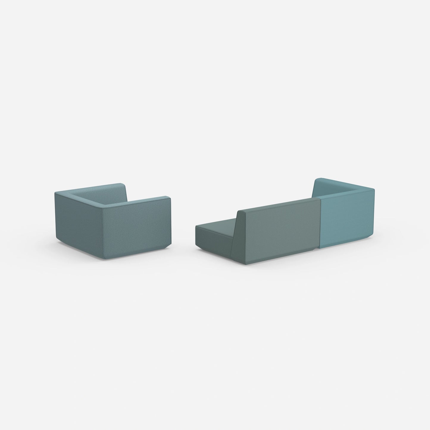 Dreier Sofa mit Sessel von hinten