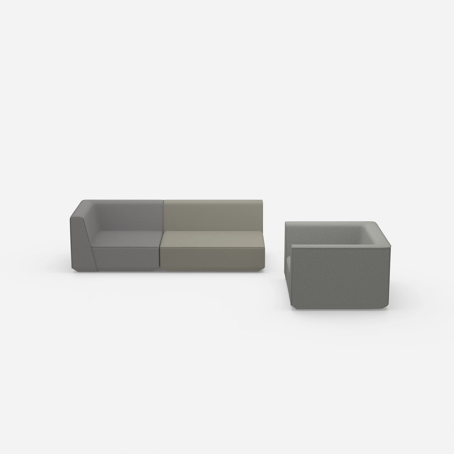 Dreier Sofa mit Sessel von vorne