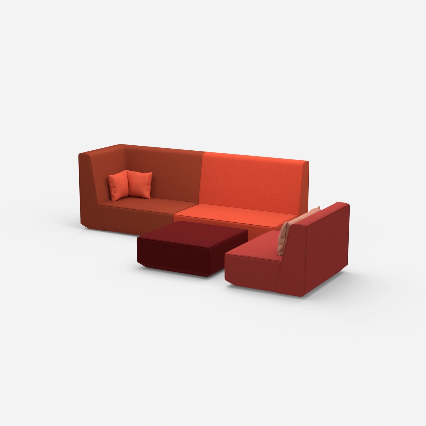 Dreisitzer Sofa mit Sessel und hoher Rückenlehne von der Seite
