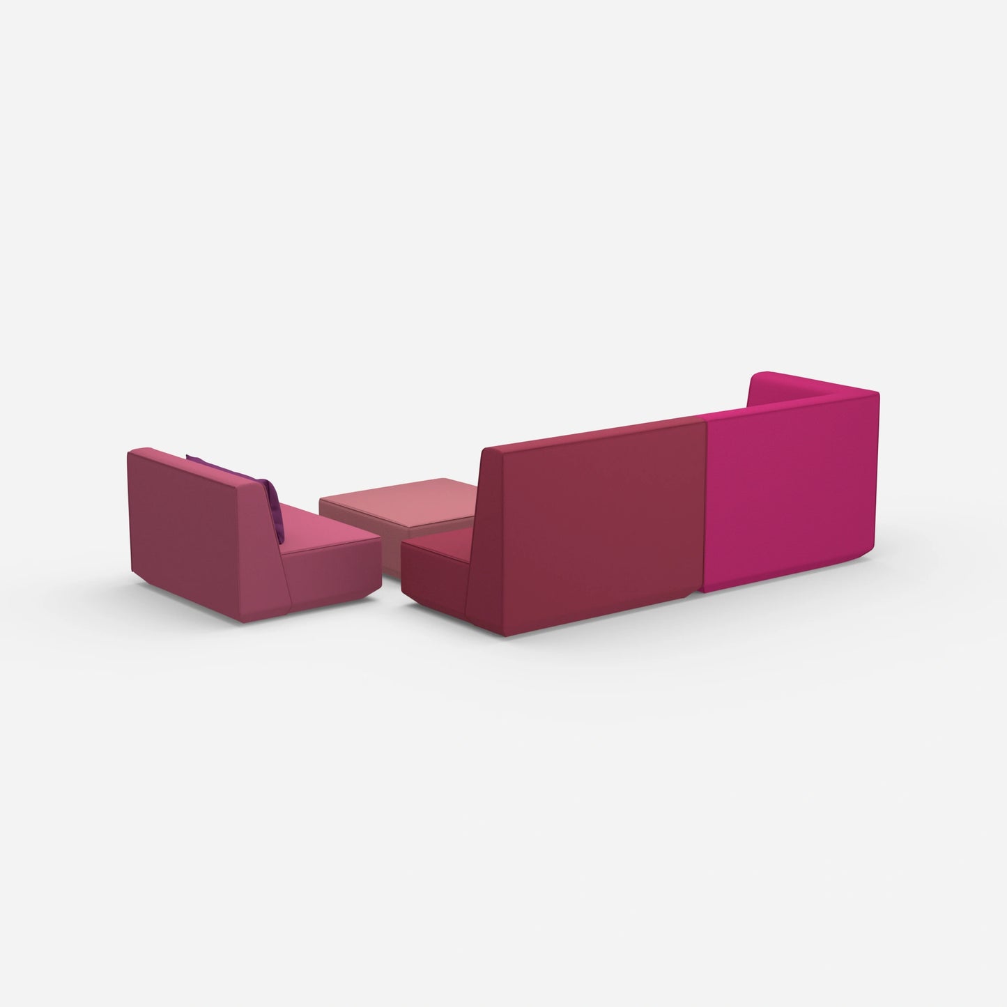 Dreisitzer Sofa mit Sessel und hoher Rückenlehne von hinten