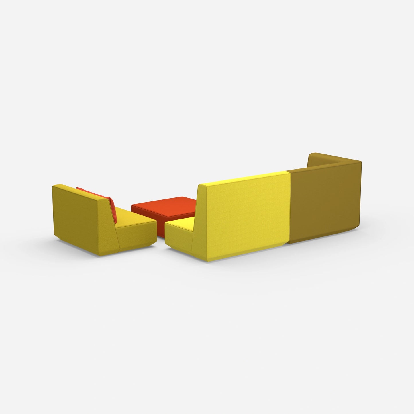Dreisitzer Sofa mit Sessel und hoher Rückenlehne von hinten