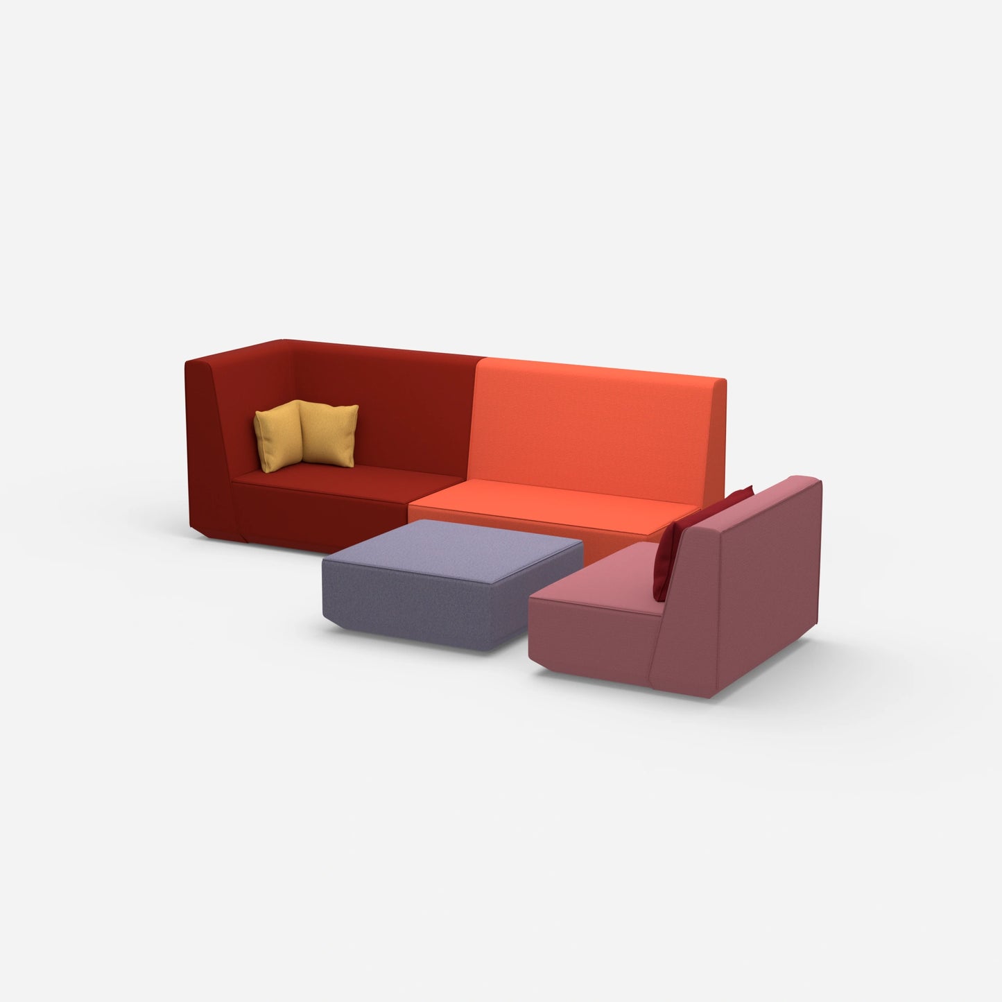 Dreisitzer Sofa mit Sessel und hoher Rückenlehne von der Seite