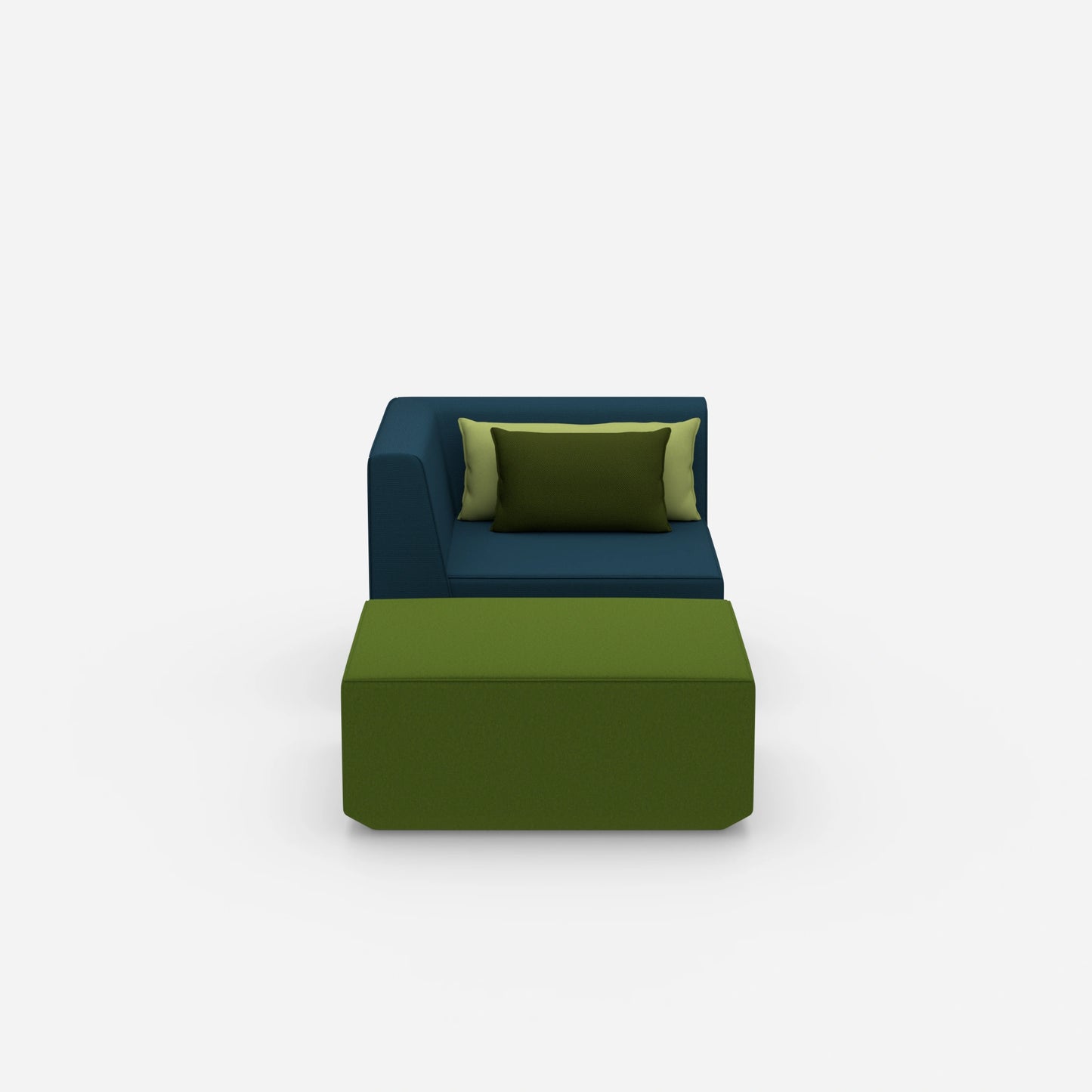 Gemütlicher Sessel mit Hocker von vorne