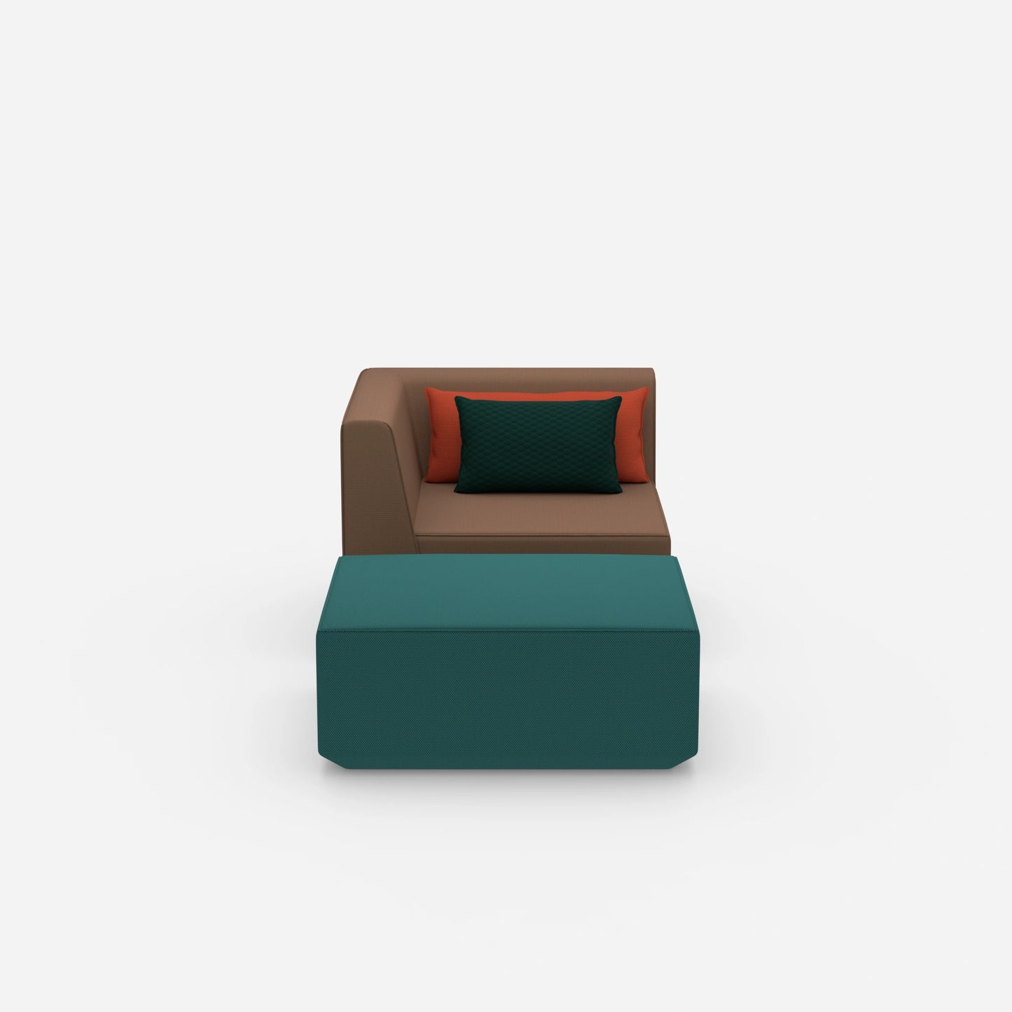 Gemütlicher Sessel mit Hocker von vorne