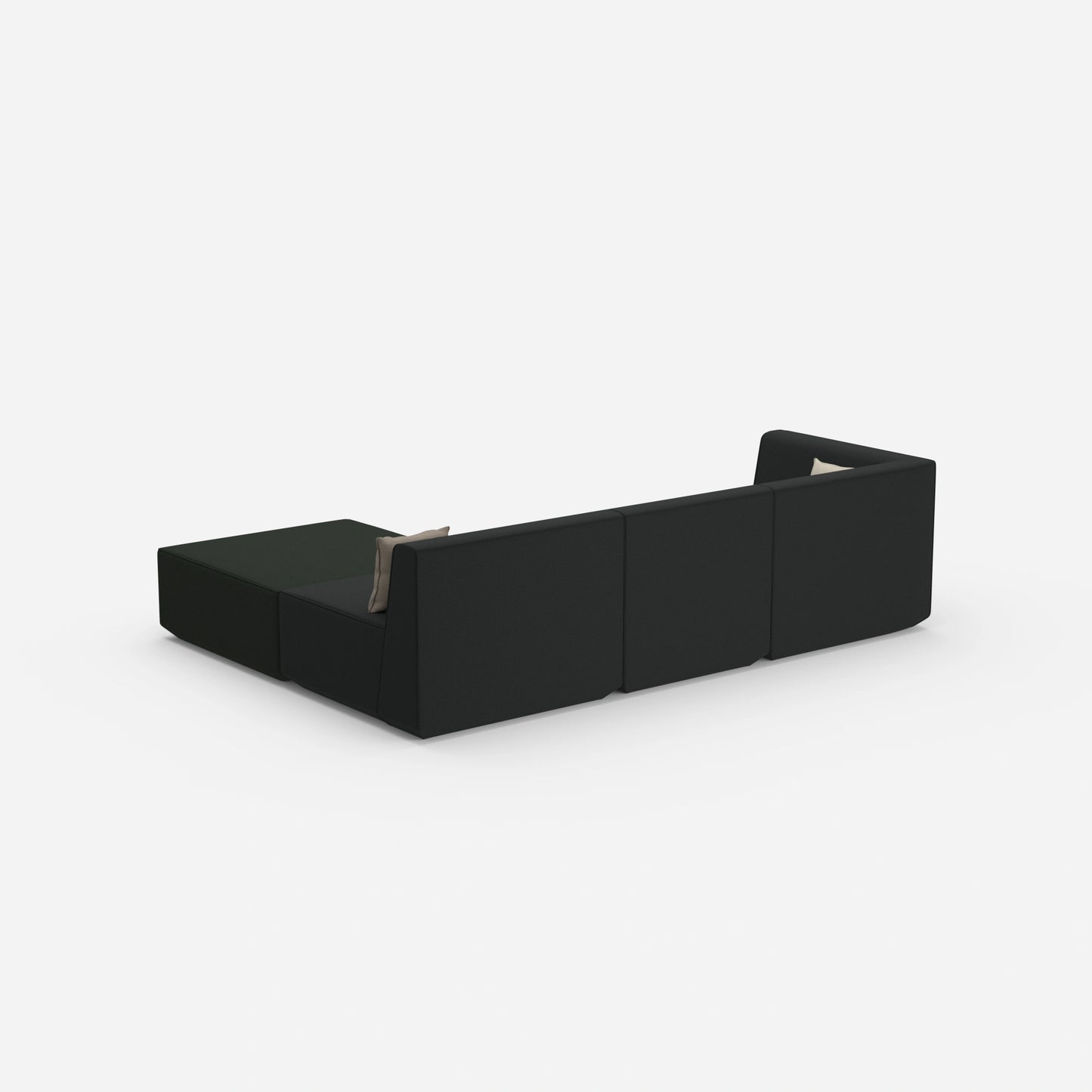Hochwertiges modulares Ecksofa von hinten