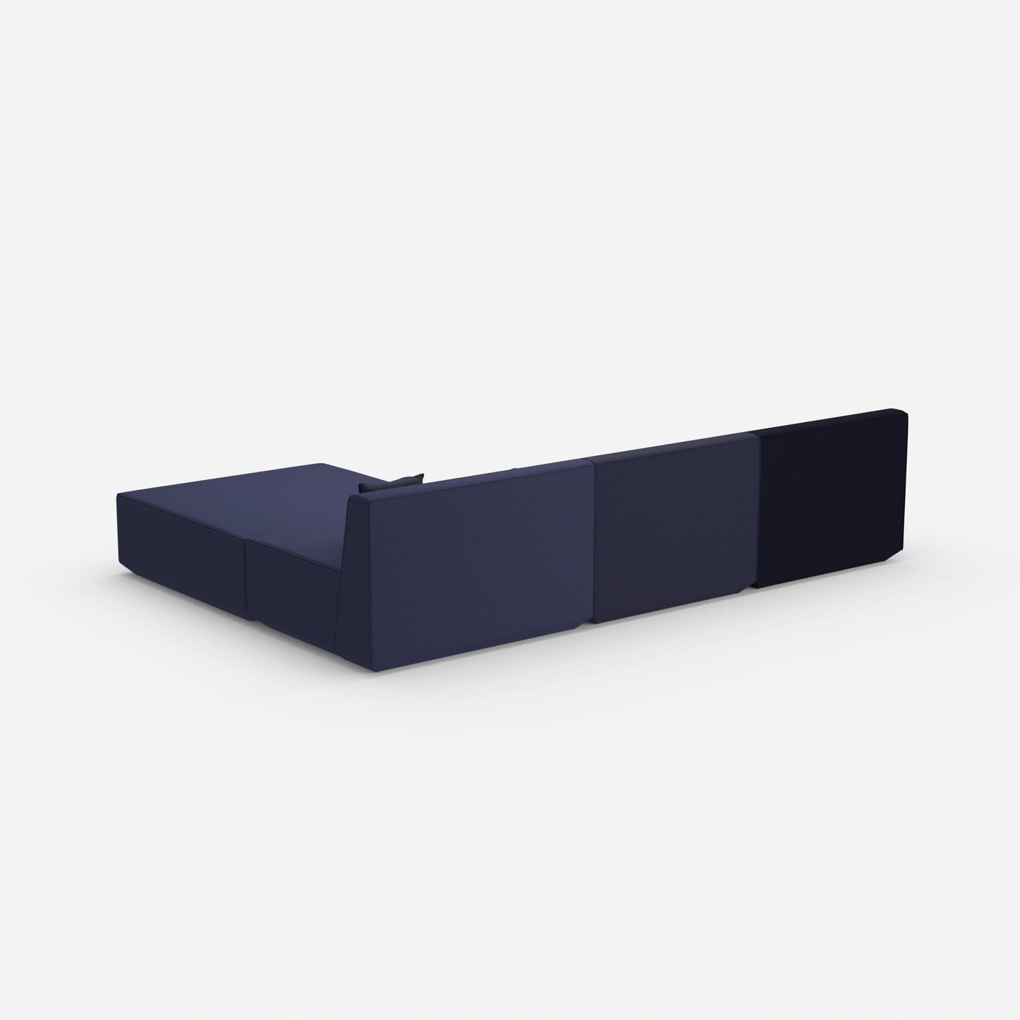 Modulares Ecksofa blau von hinten
