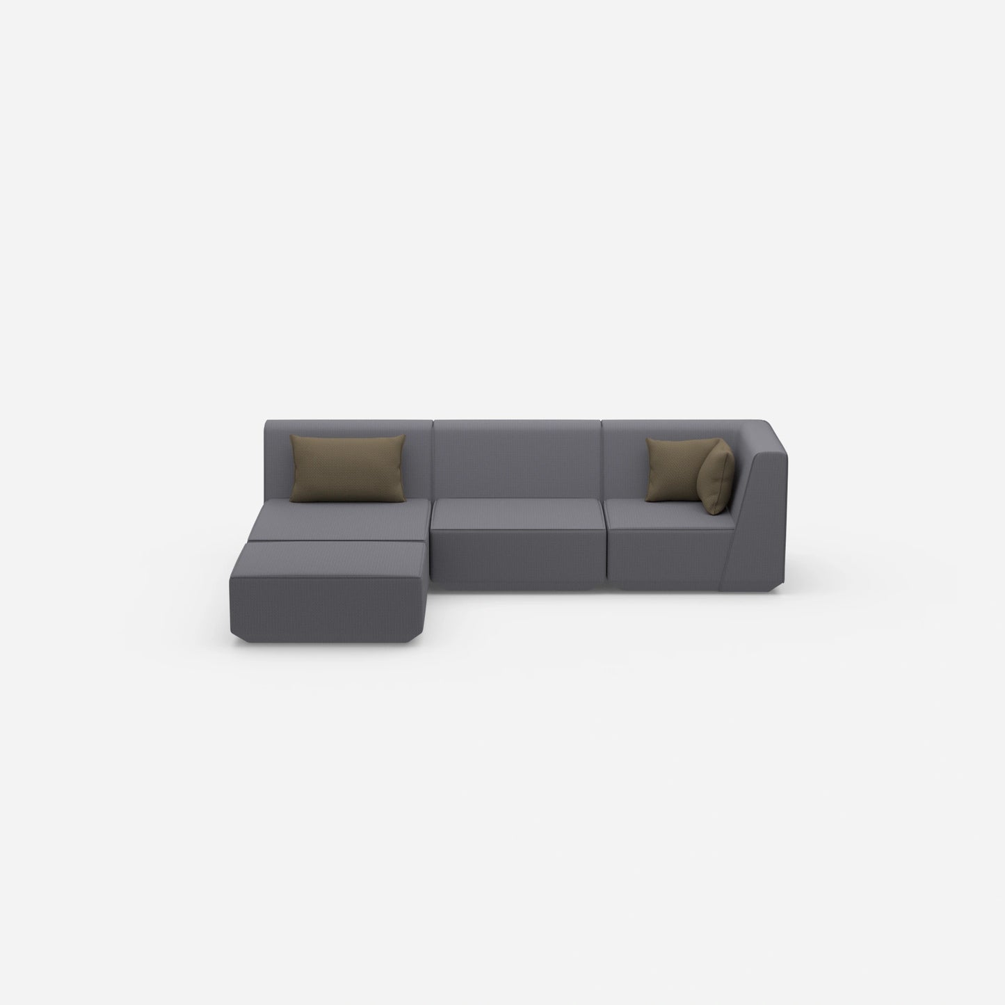 Modulares Ecksofa modern in Grau von vorne