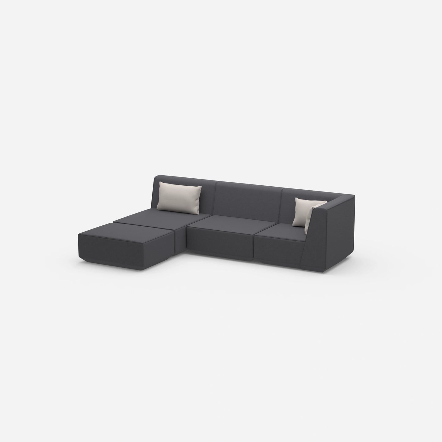 Modulares Ecksofa modern in Grau von der Seite