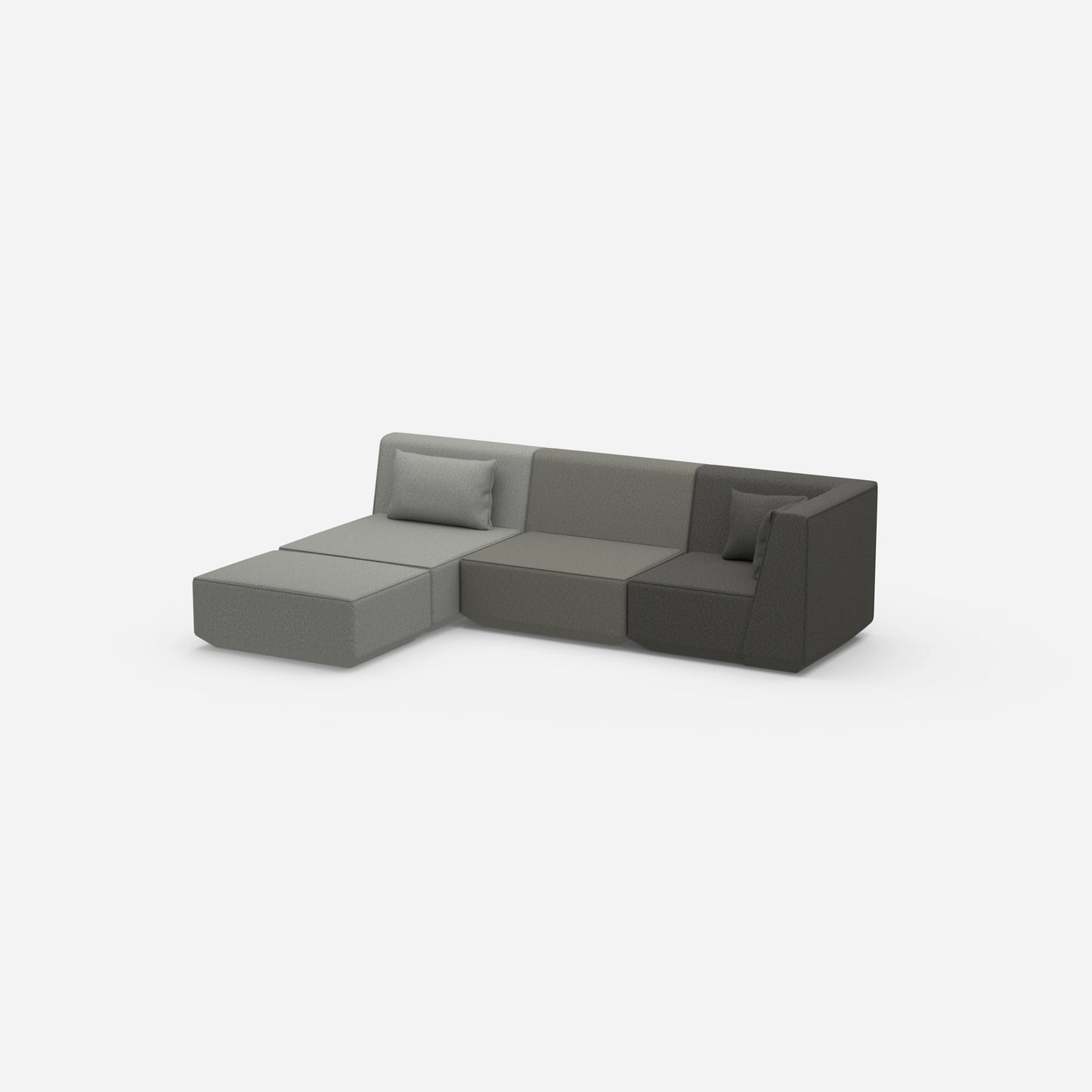 Modulares Ecksofa modern in Grau von der Seite