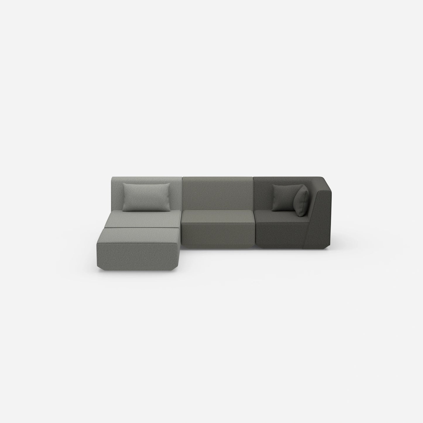 Modulares Ecksofa modern in Grau von vorne