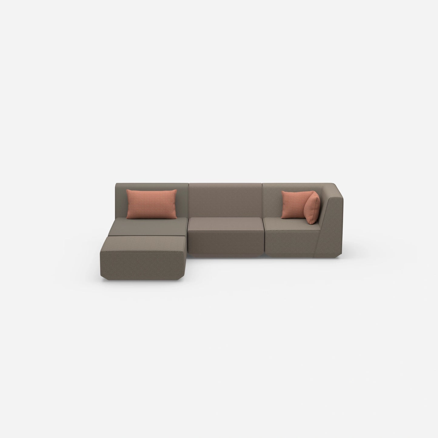 Modulares Ecksofa modern in Grau von vorne