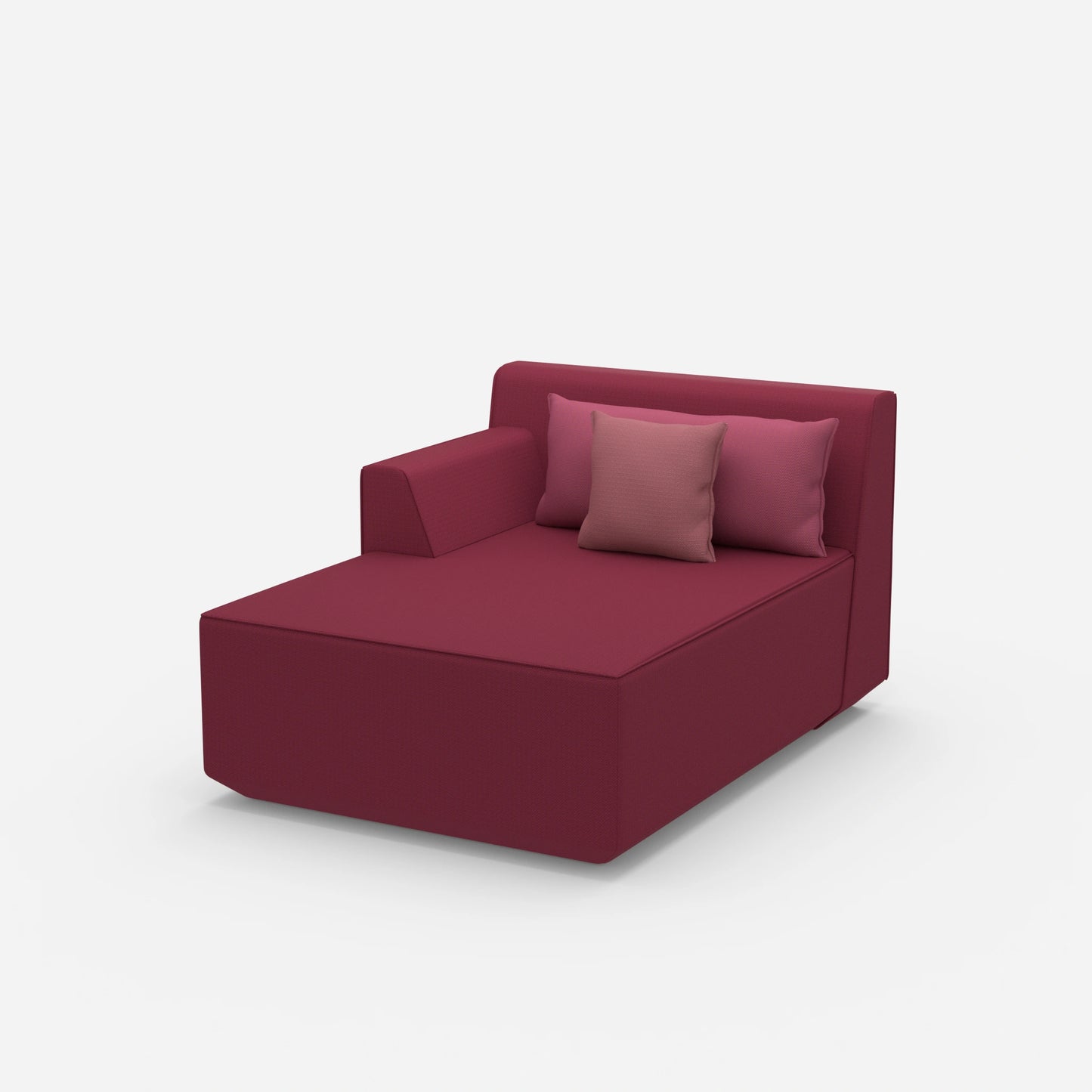 Recamiere in Rosa von der Seite
