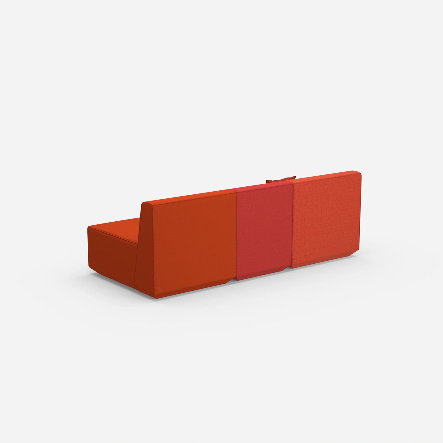 Rotes Dreisitzer Sofa von hinten