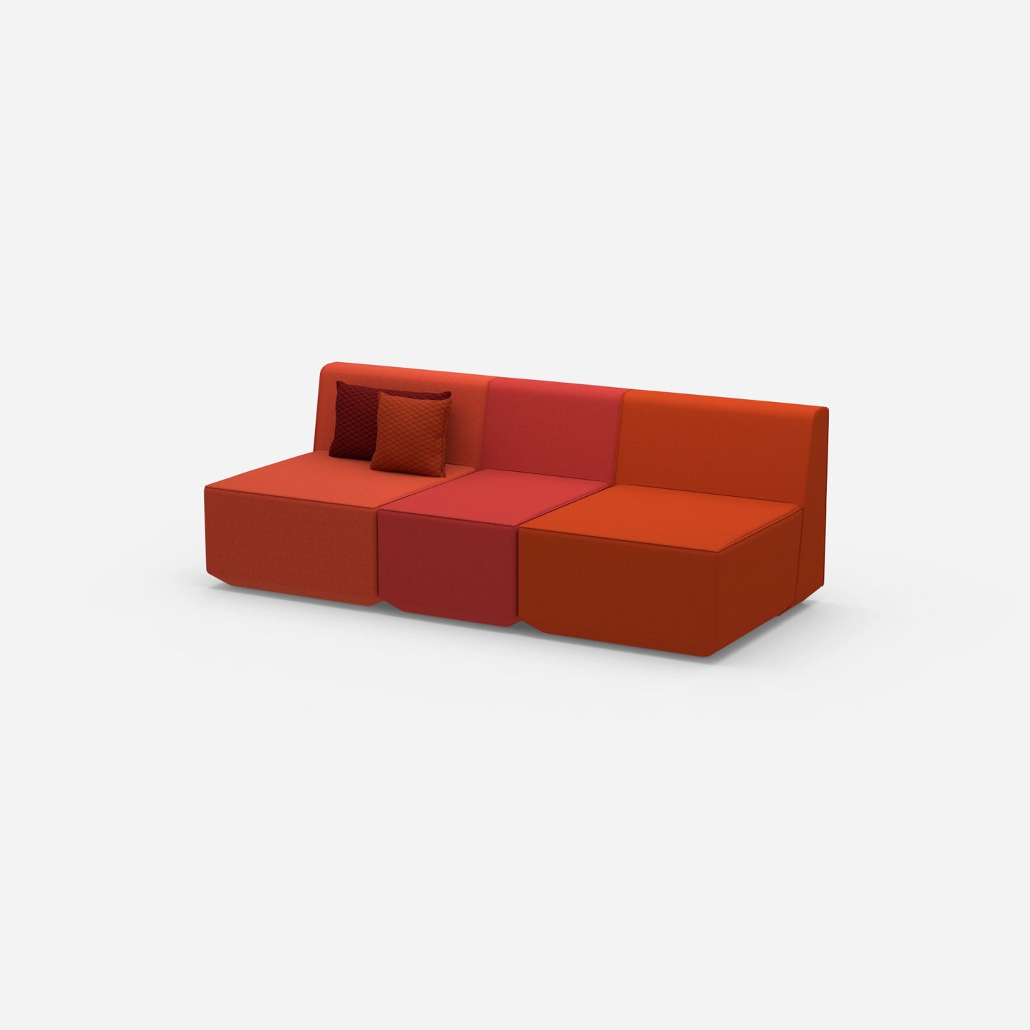Rotes Dreisitzer Sofa von der Seite