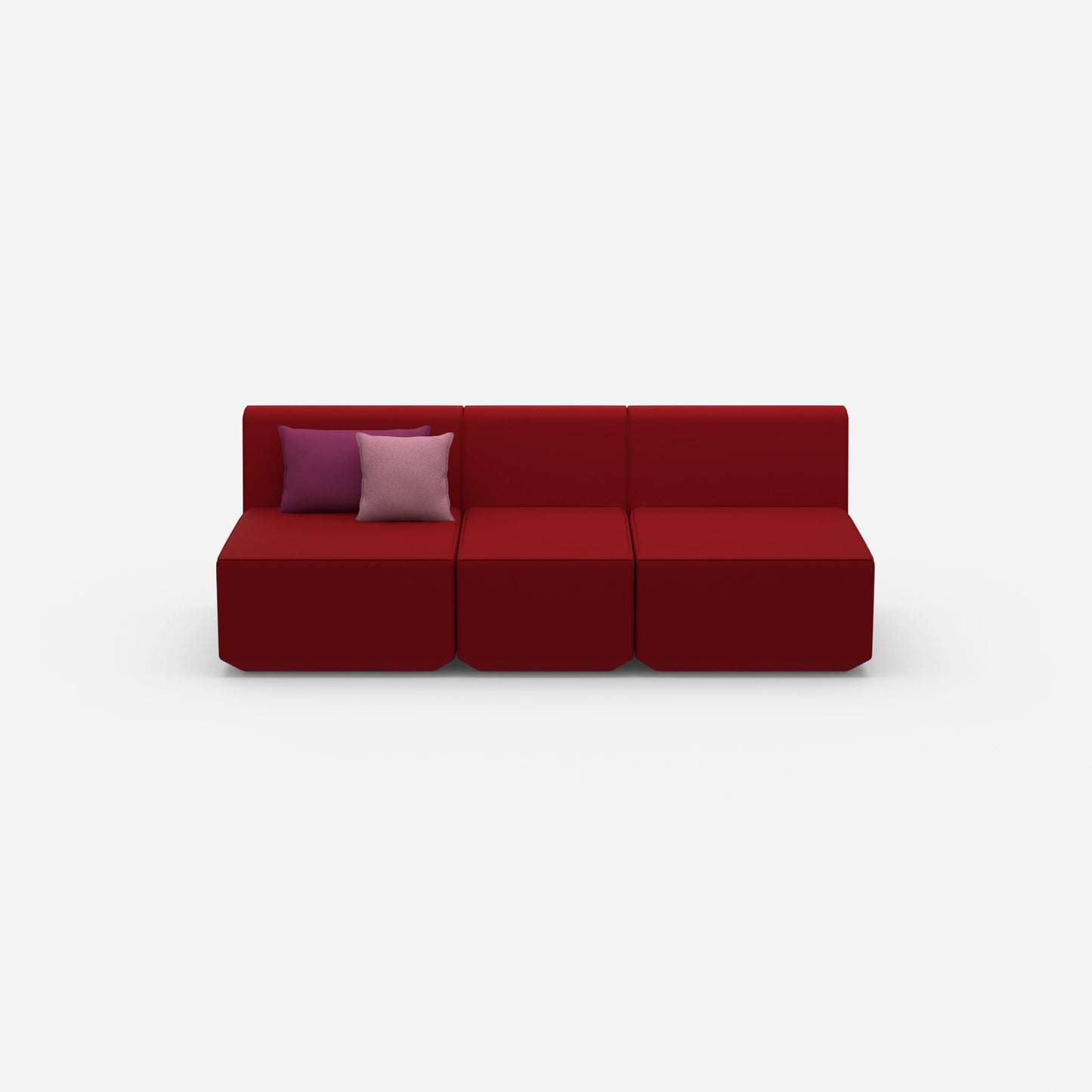 Rotes Dreisitzer Sofa von vorne