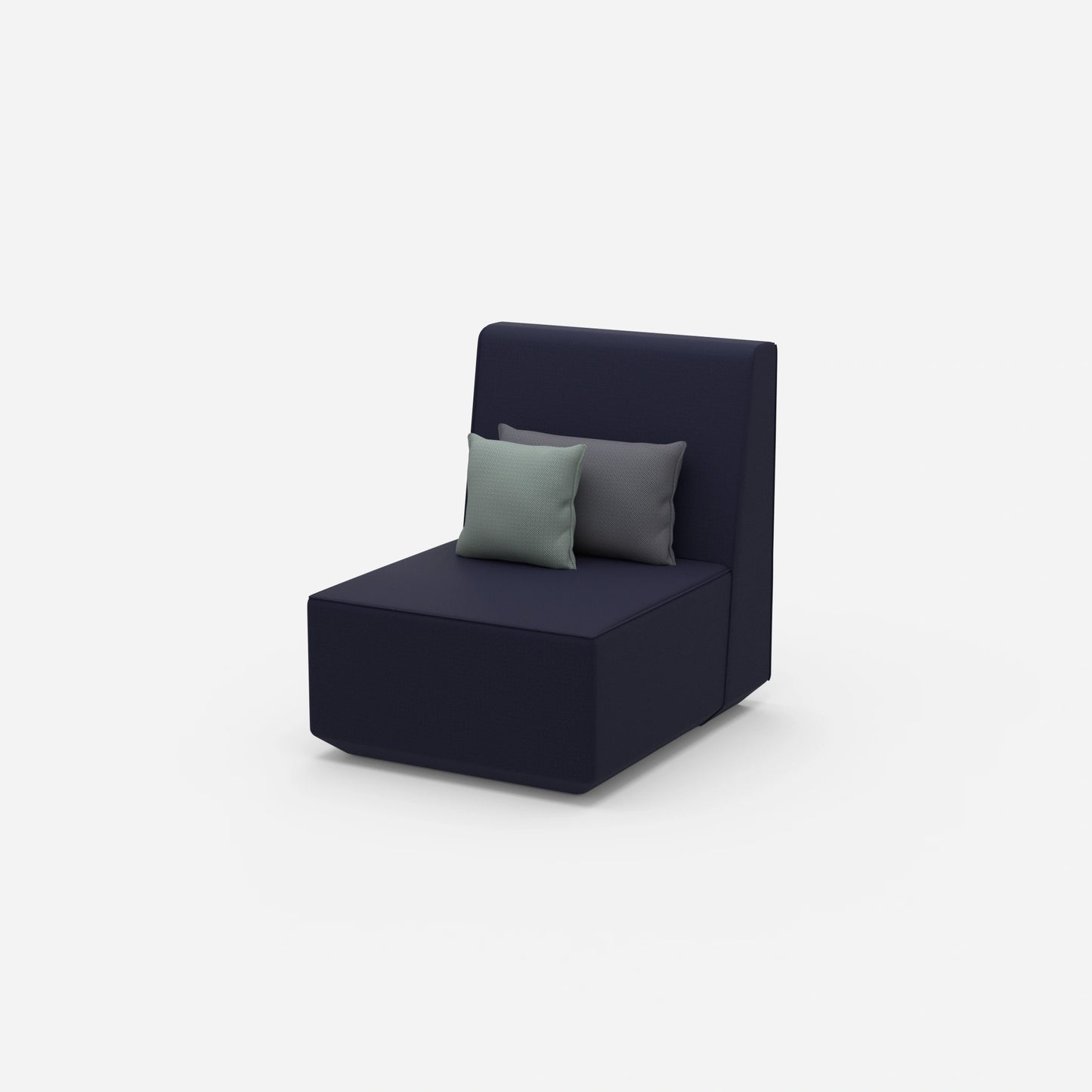 Sessel blau von der Seite
