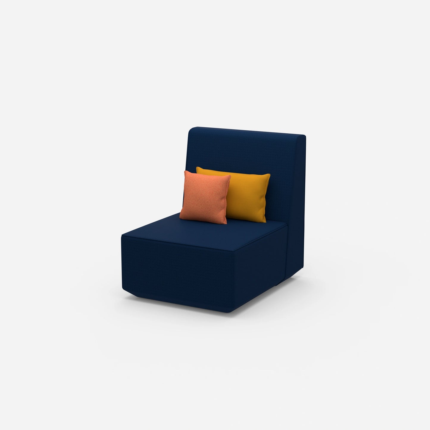 Sessel blau von der Seite