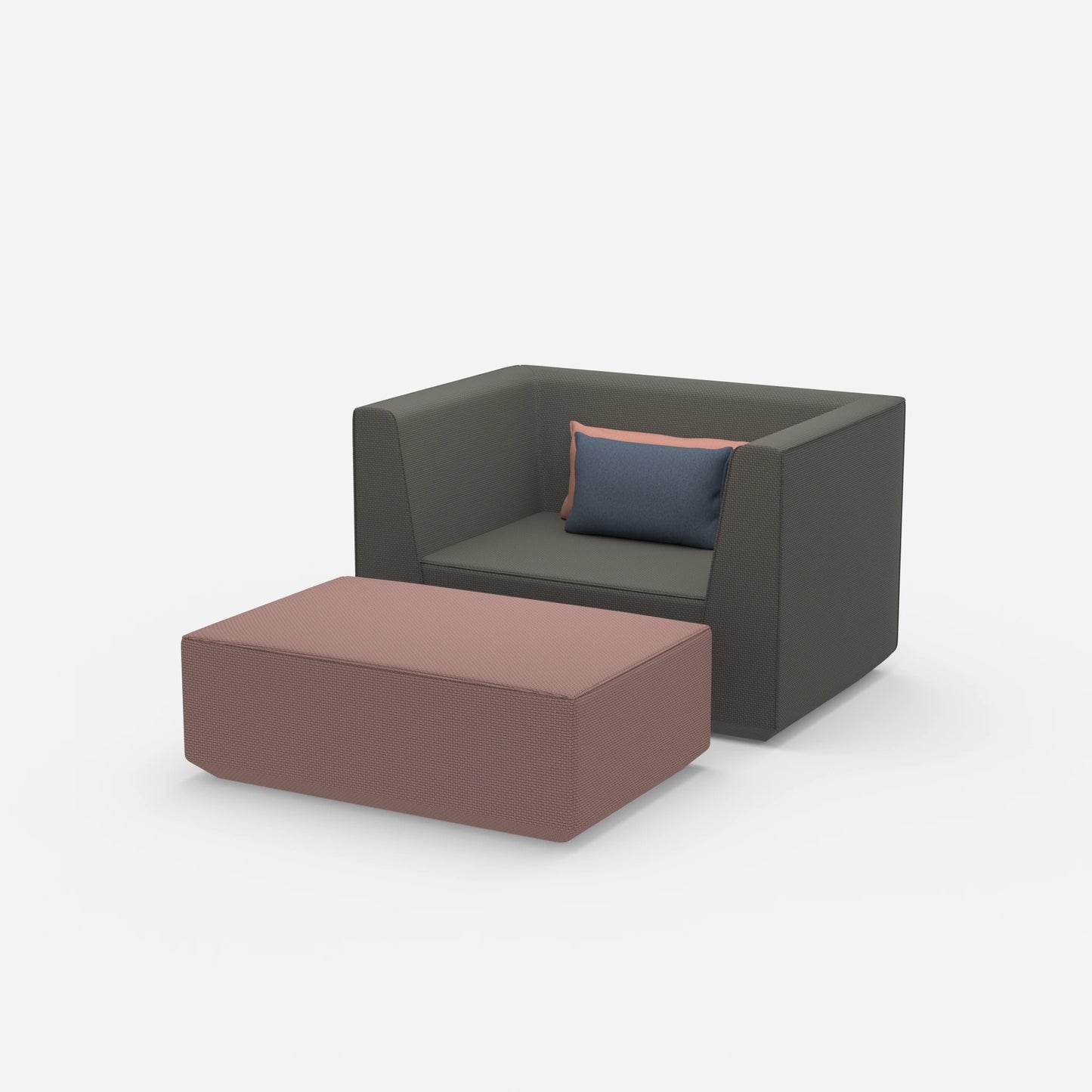 Sessel mit flexibler Fußablage von der Seite