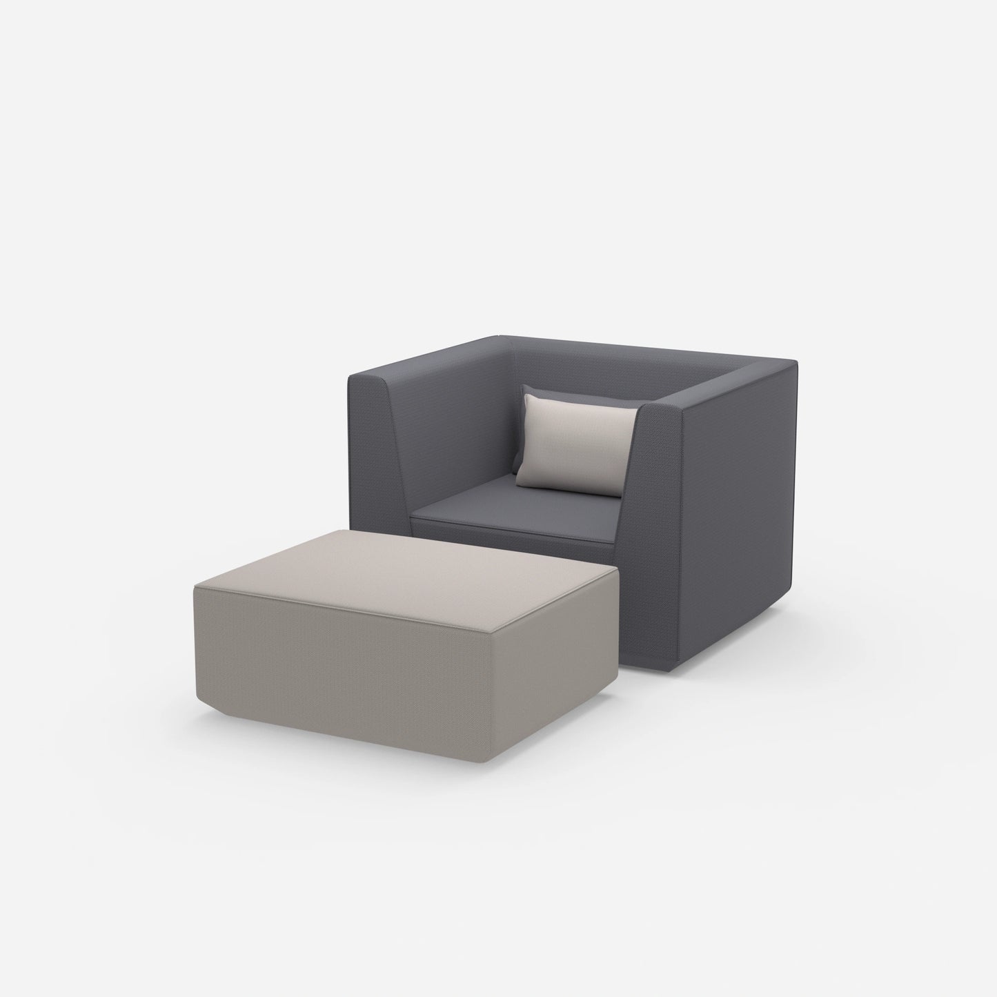 Sessel mit Fußablage modern von der Seite