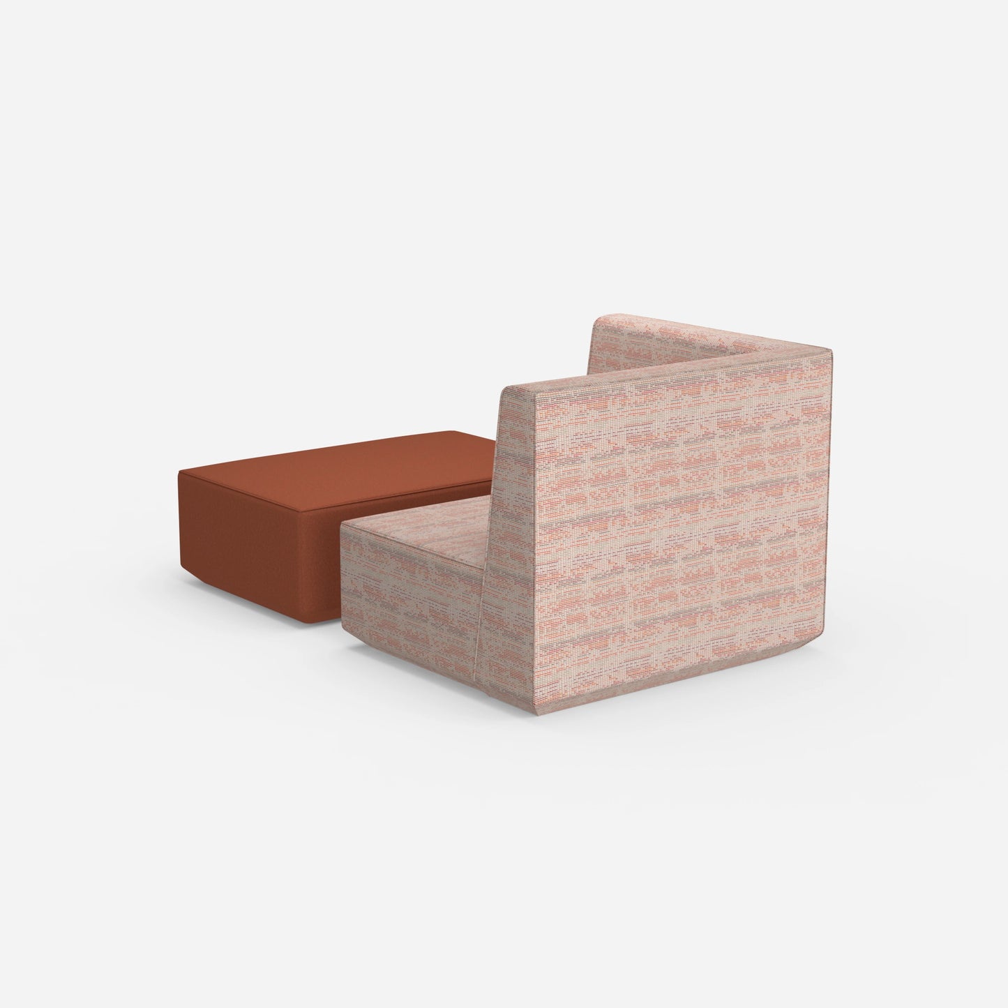 Sessel und Hocker modern von hinten