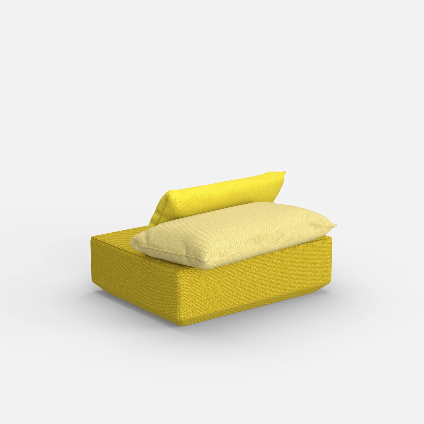 Sitzpouf modular in Gelb von hinten