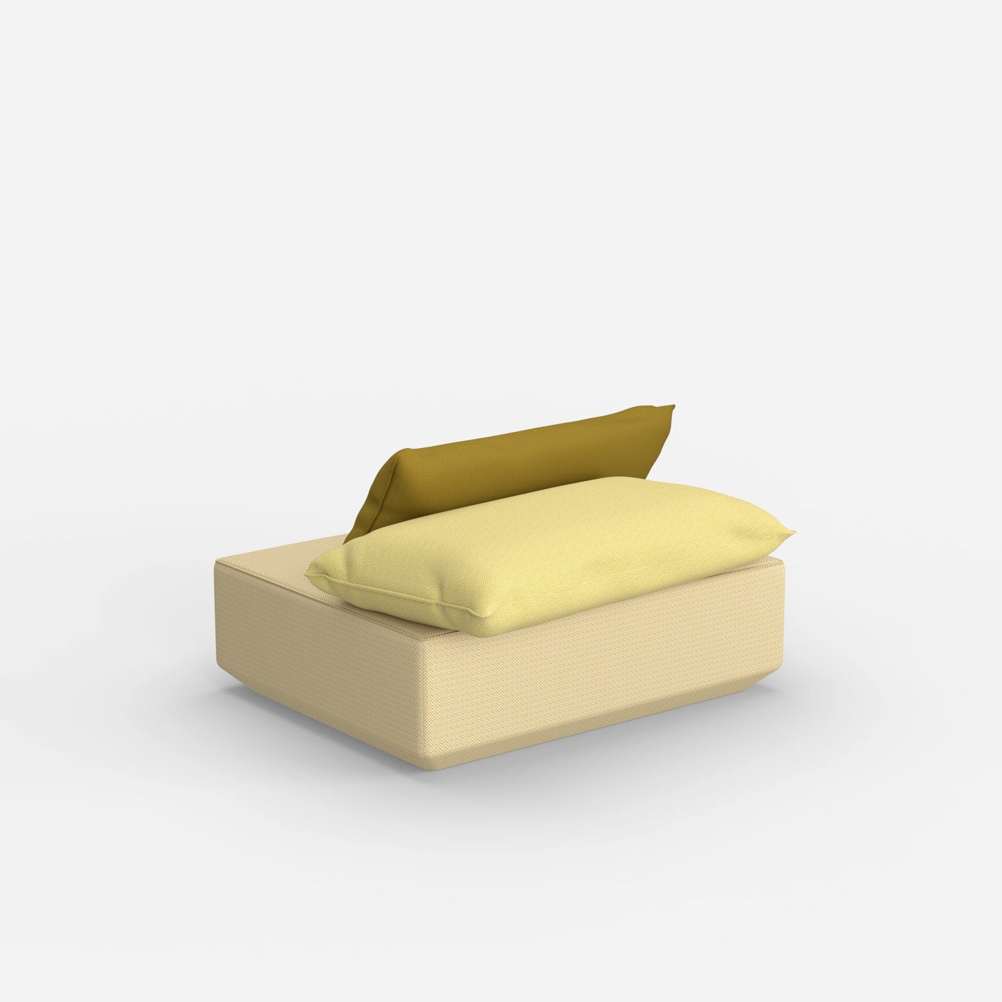 Sitzpouf modular in Gelb von hinten