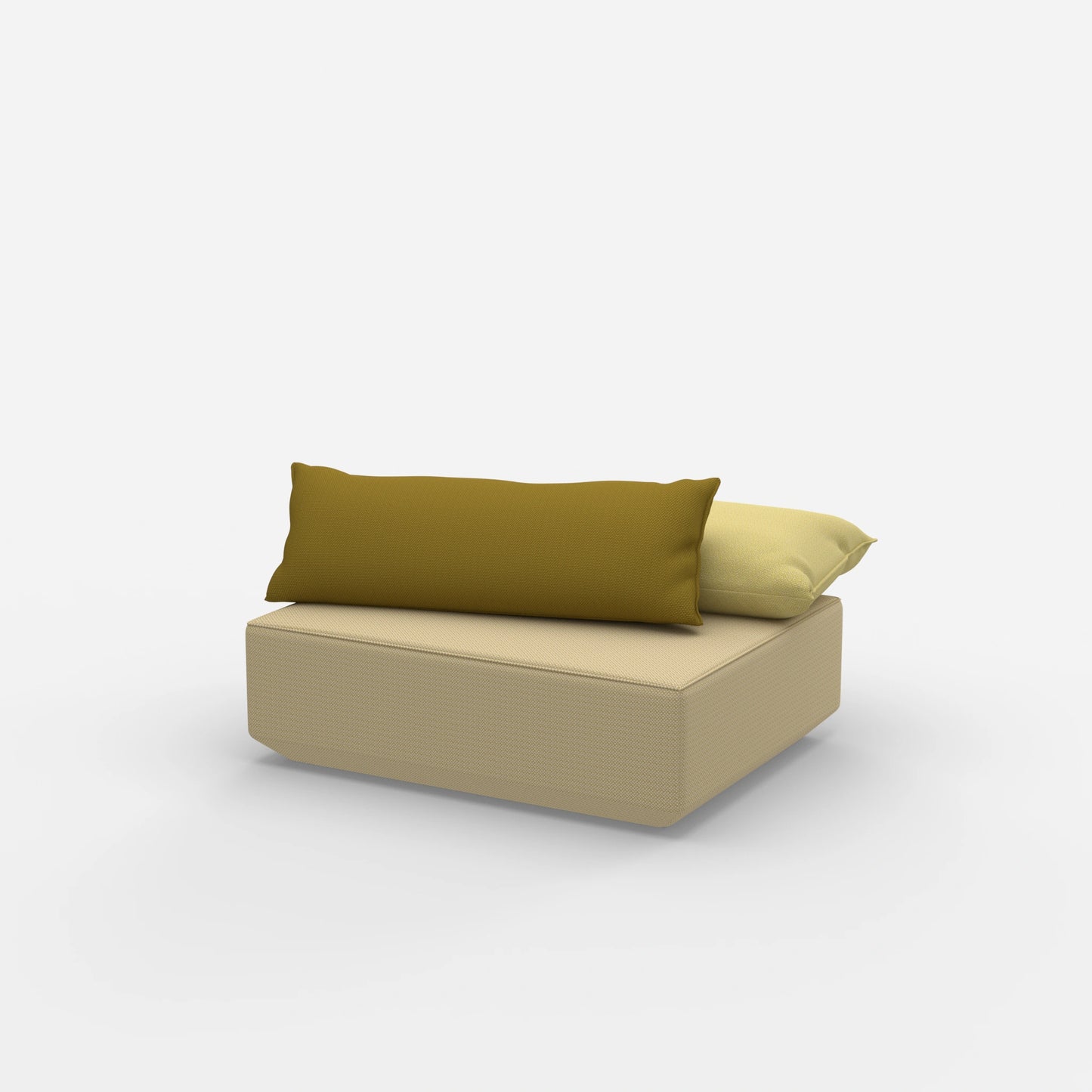 Sitzpouf modular in Gelb von der Seite