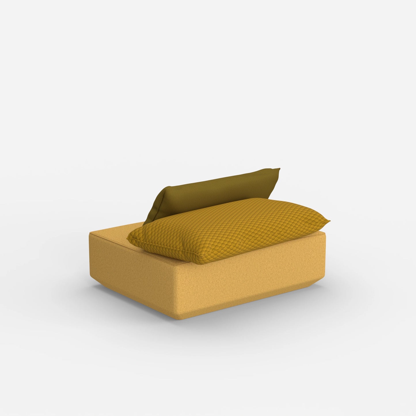 Sitzpouf modular in Gelb von hinten
