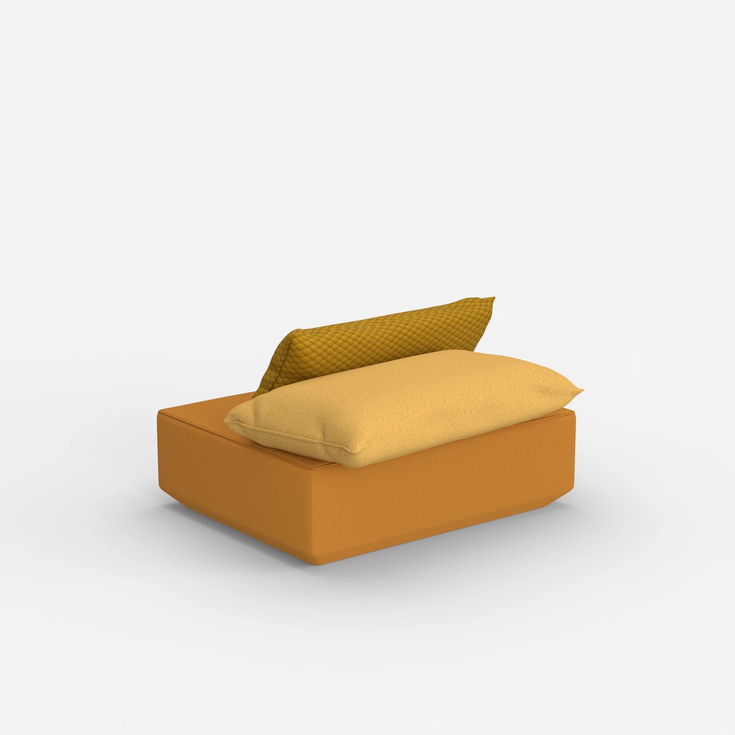 Sitzpouf modular in Gelb von hinten
