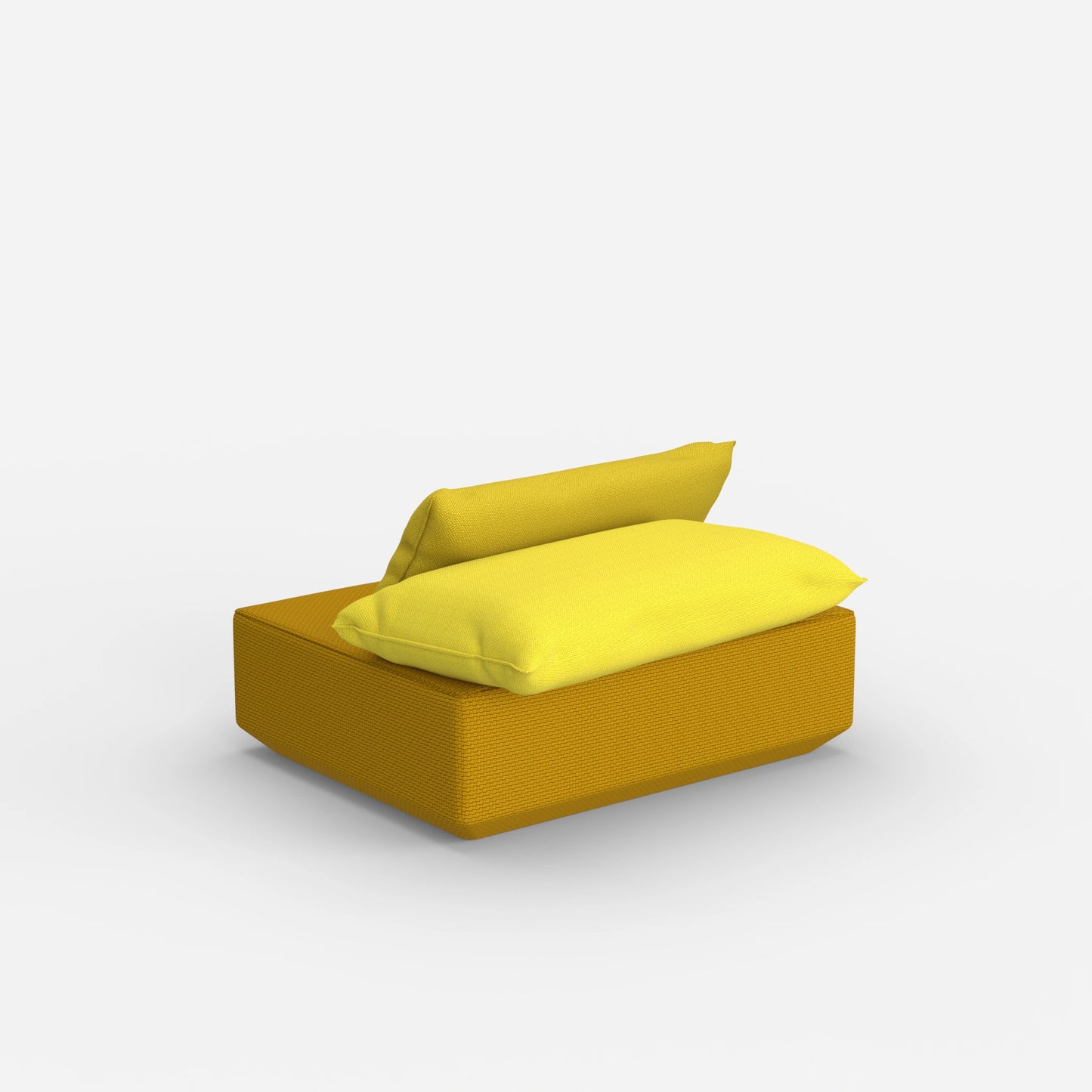 Sitzpouf modular in Gelb von hinten
