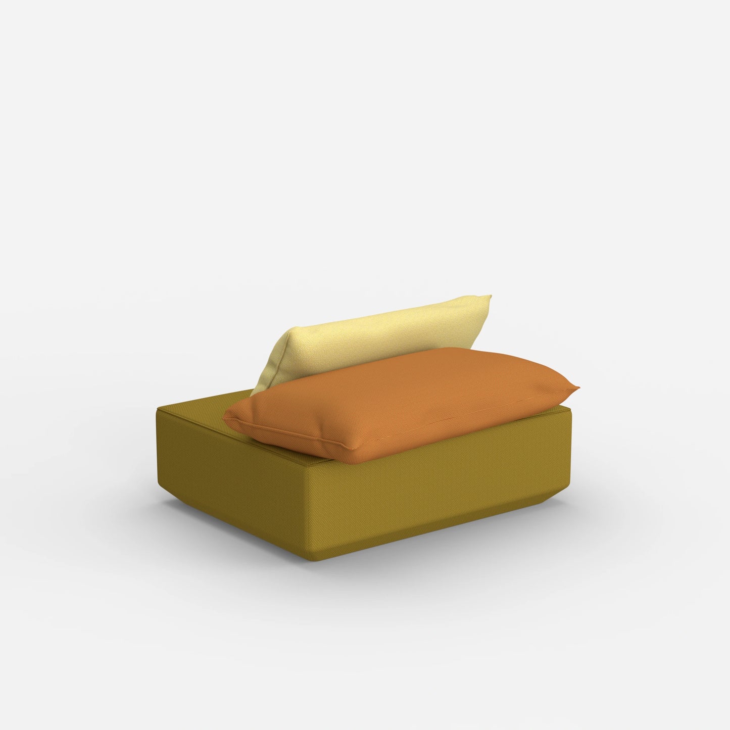 Sitzpouf modular in Gelb von hinten