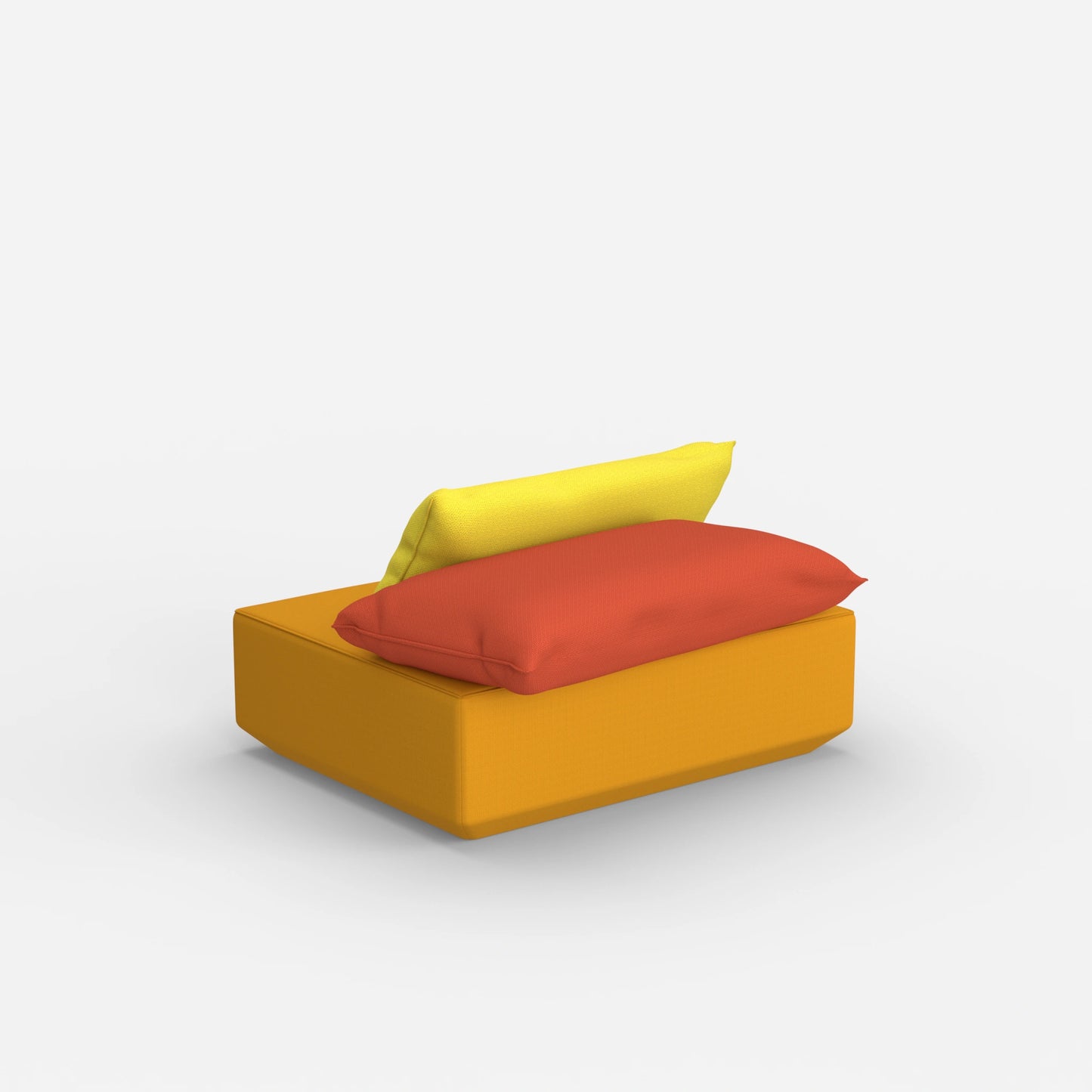 Sitzpouf modular in Gelb von hinten