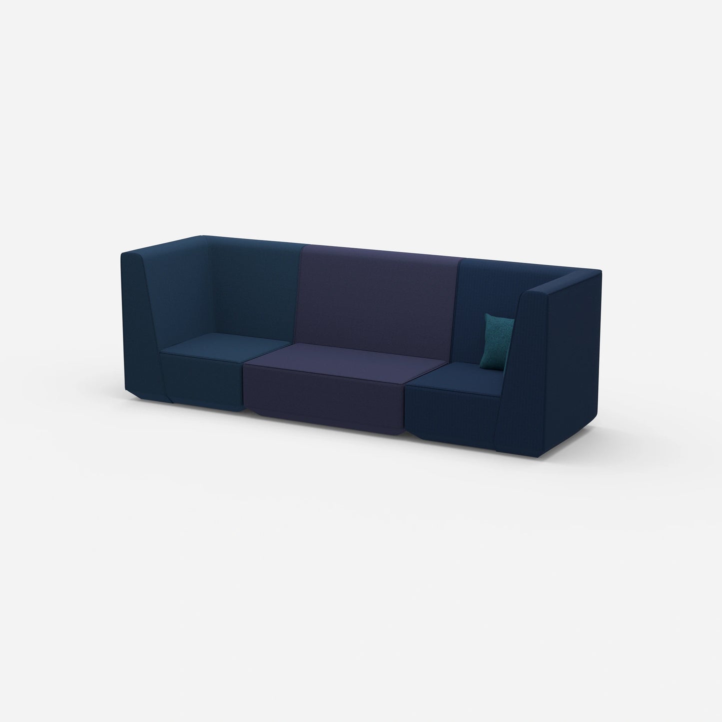 3 person sofa blue from the side