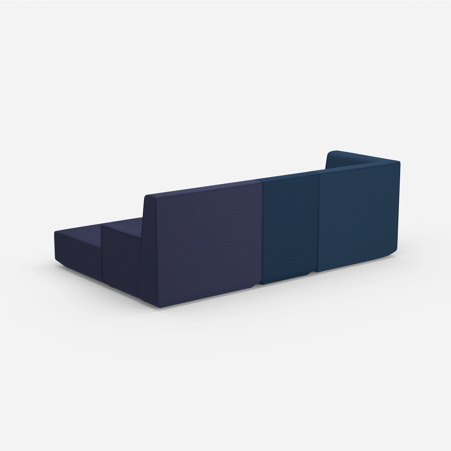 3-person sofa with ottoman from behind